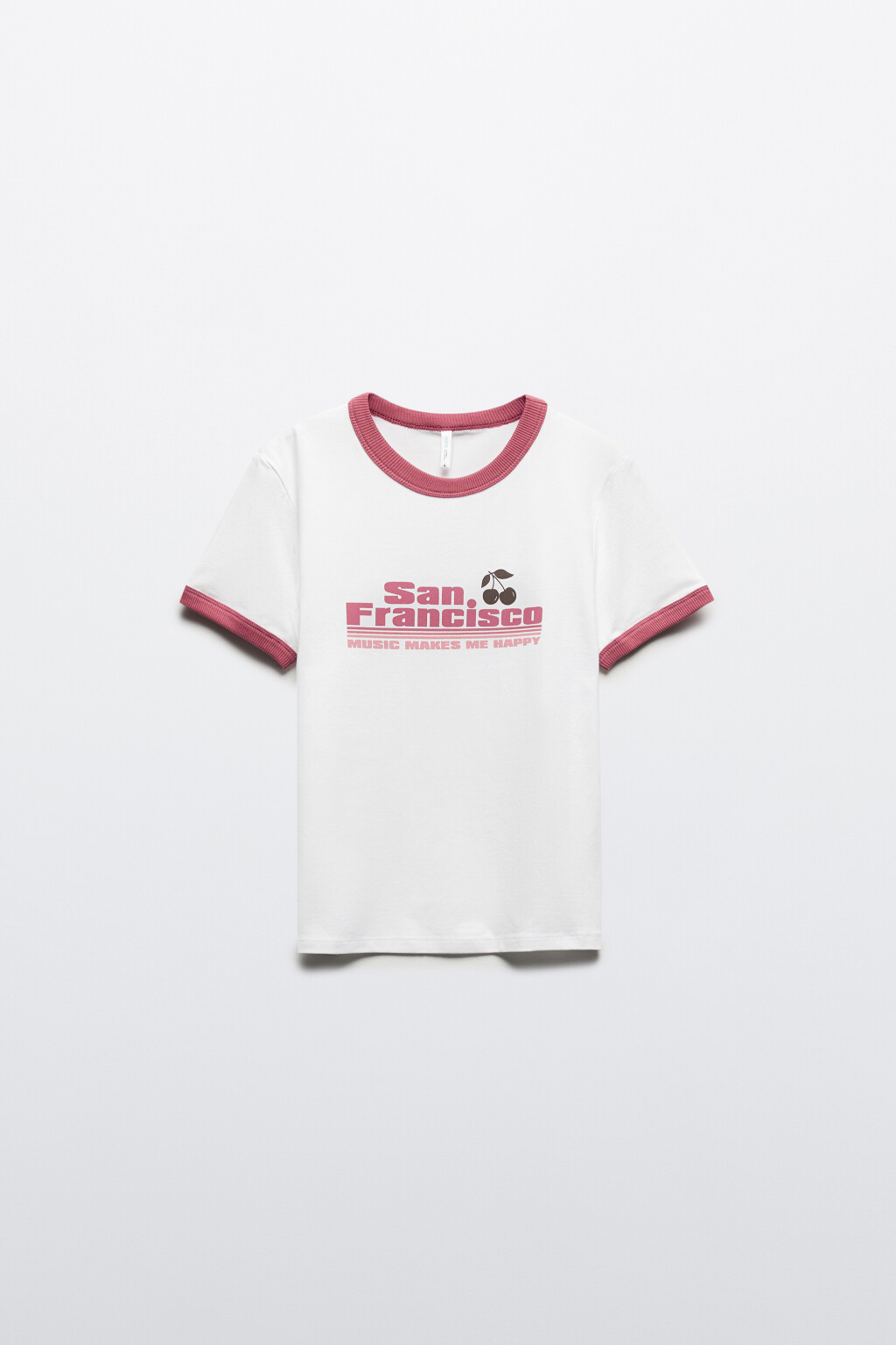 Футболка с контрастной отделкой и принтом - цвет белый - 7
