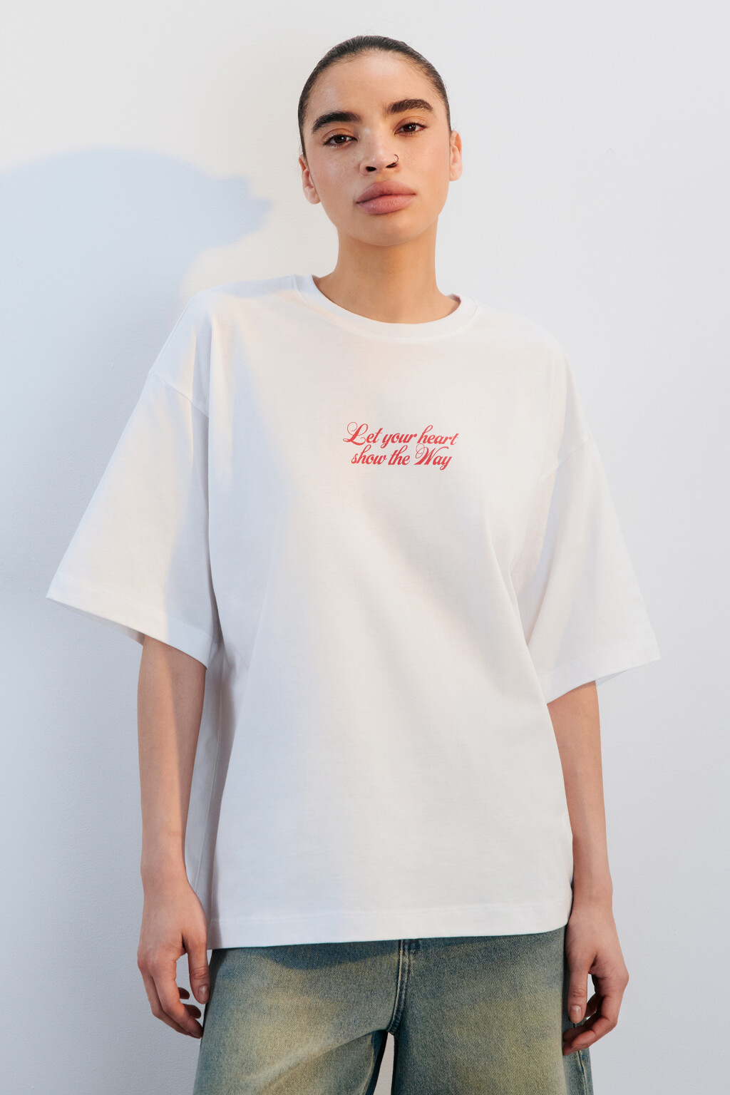 Футболка хлопковая с принтом - цвет белый - 2