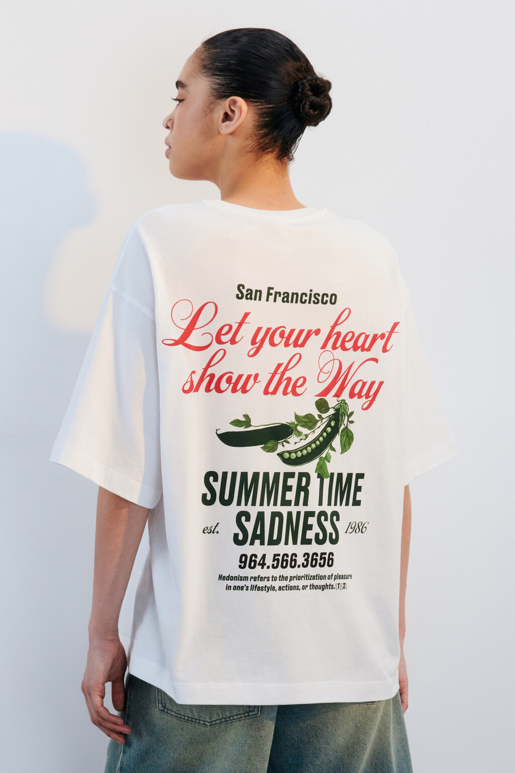 Футболка хлопковая с принтом - цвет белый - 3