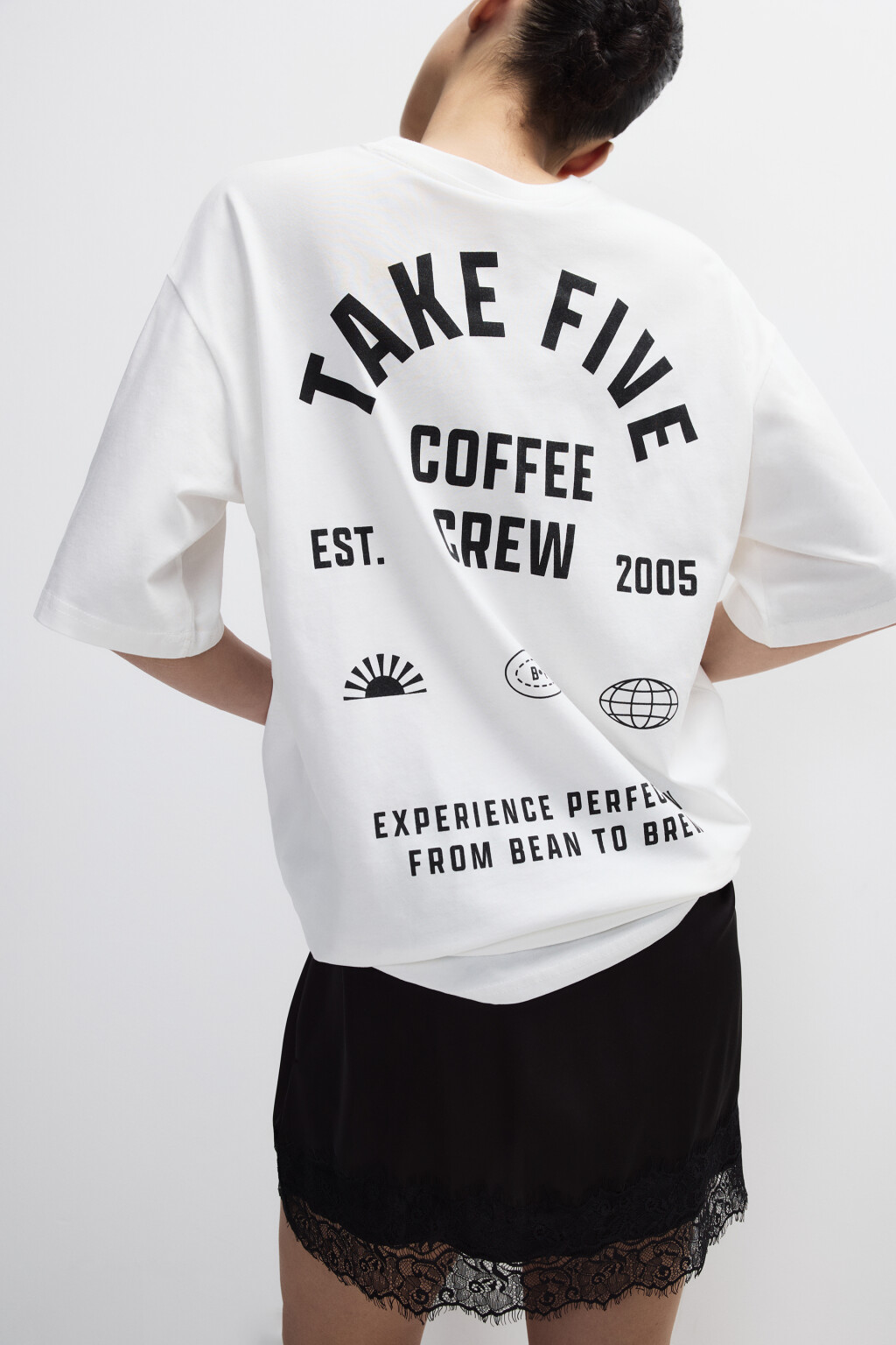 Футболка хлопковая с принтом - цвет бежевый - 1