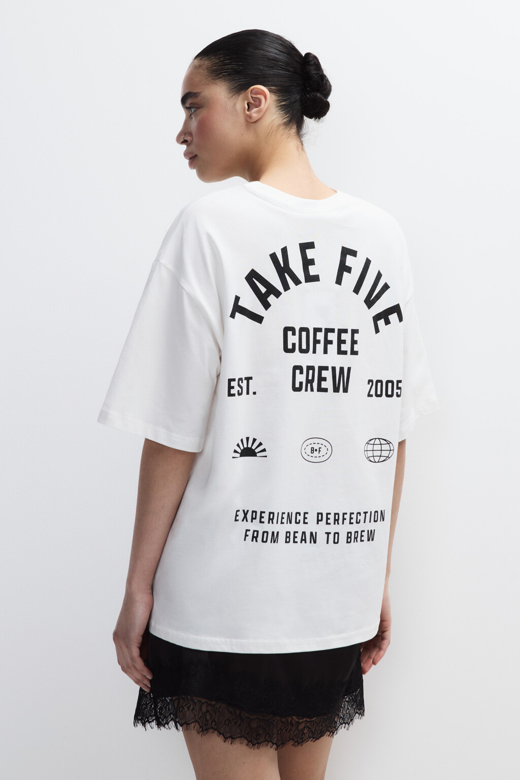 Футболка хлопковая с принтом - цвет бежевый - 3