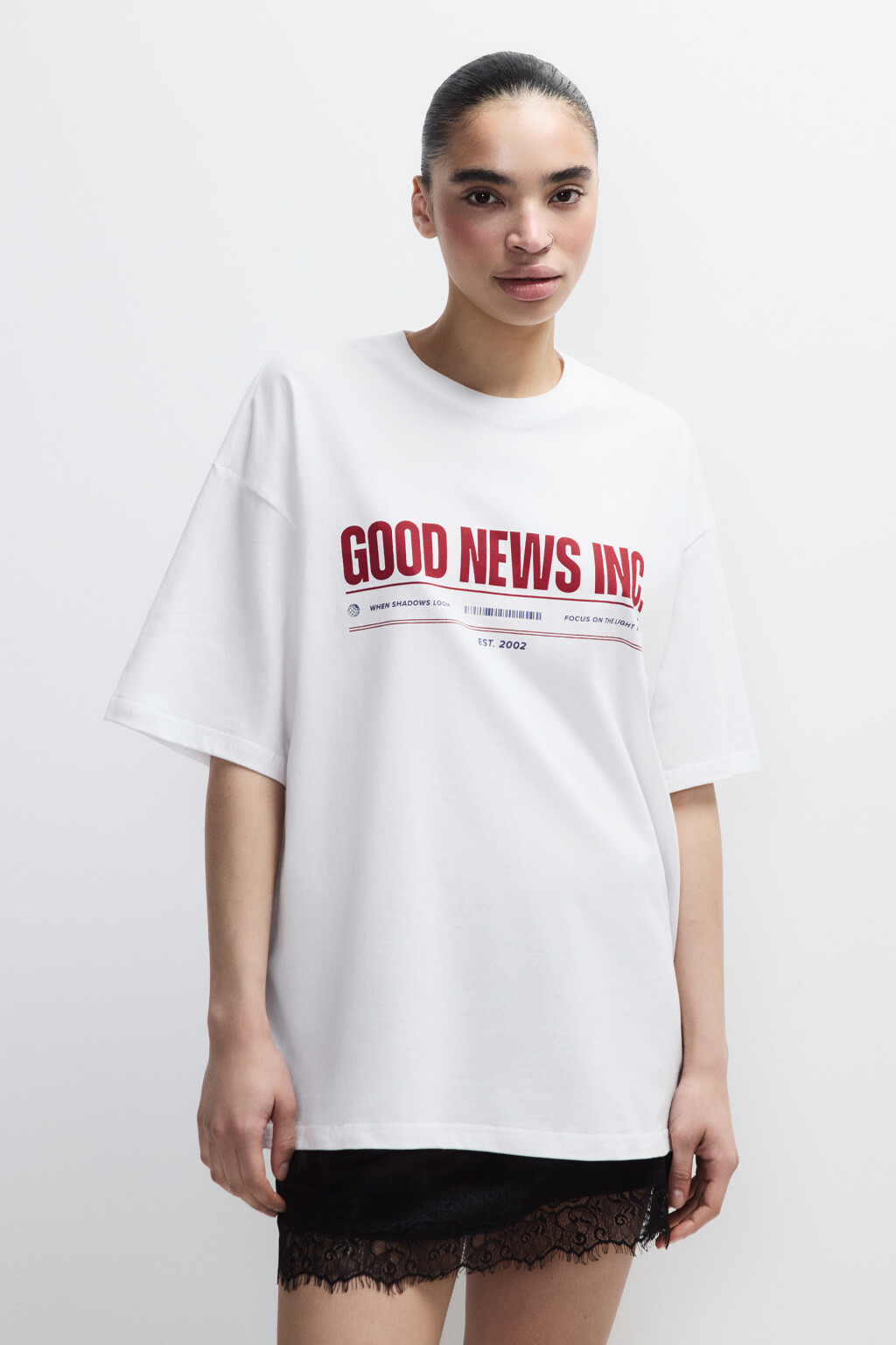 Футболка хлопковая с принтом - цвет белый - 2