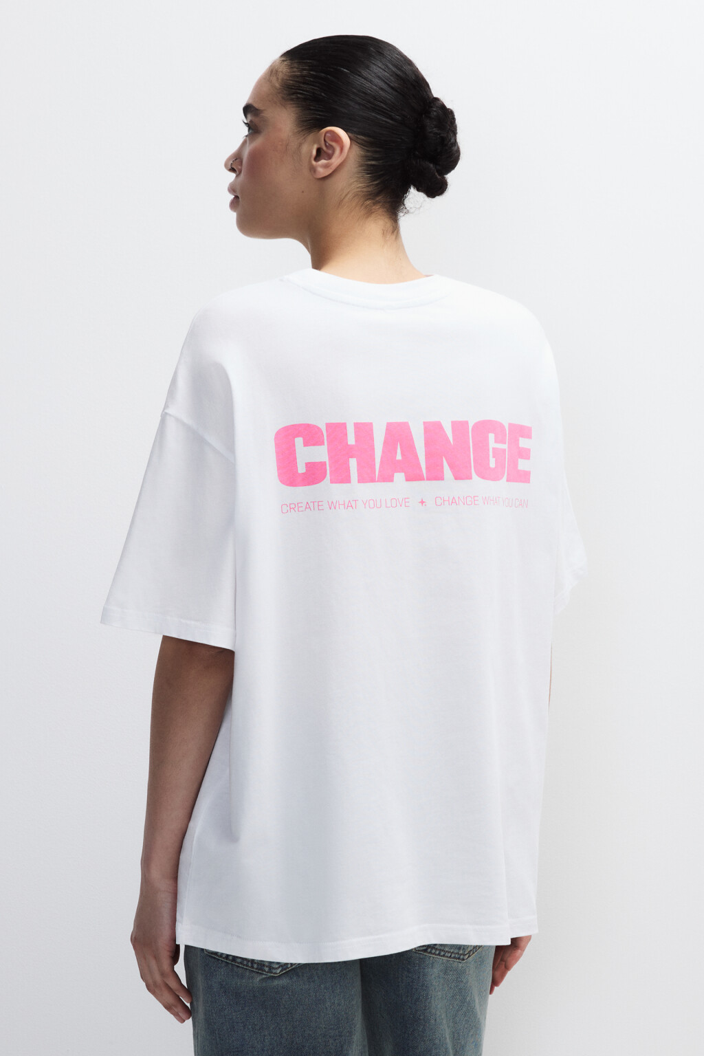 Футболка хлопковая с принтом - цвет розовый - 3