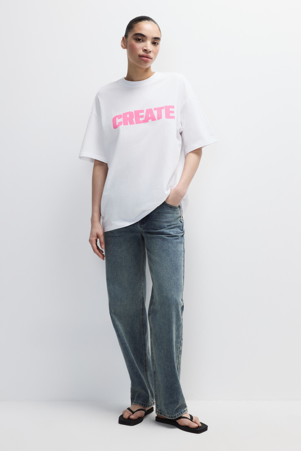 Футболка хлопковая с принтом - цвет розовый - 4