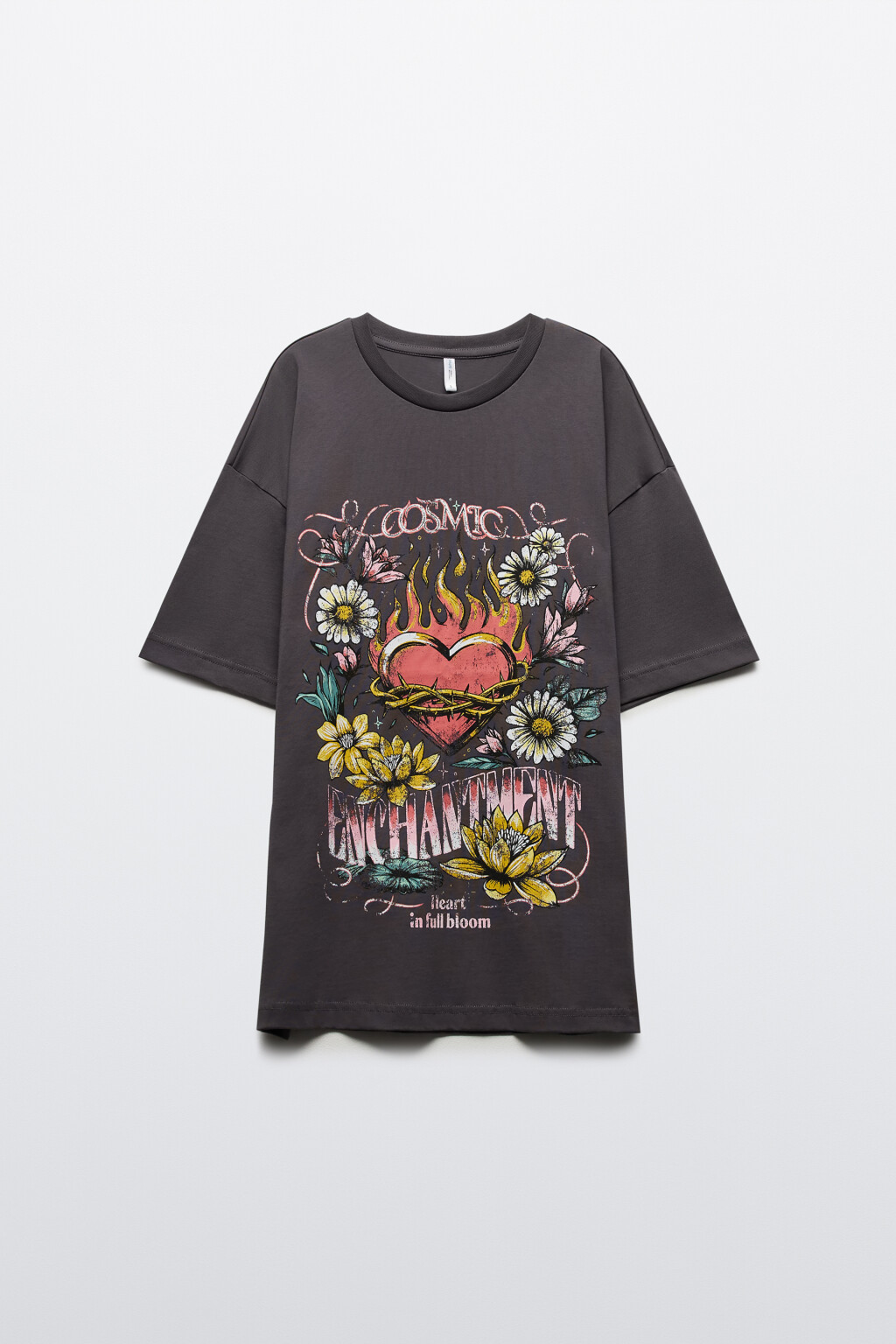 Футболка oversize с принтом - цвет серый - 7