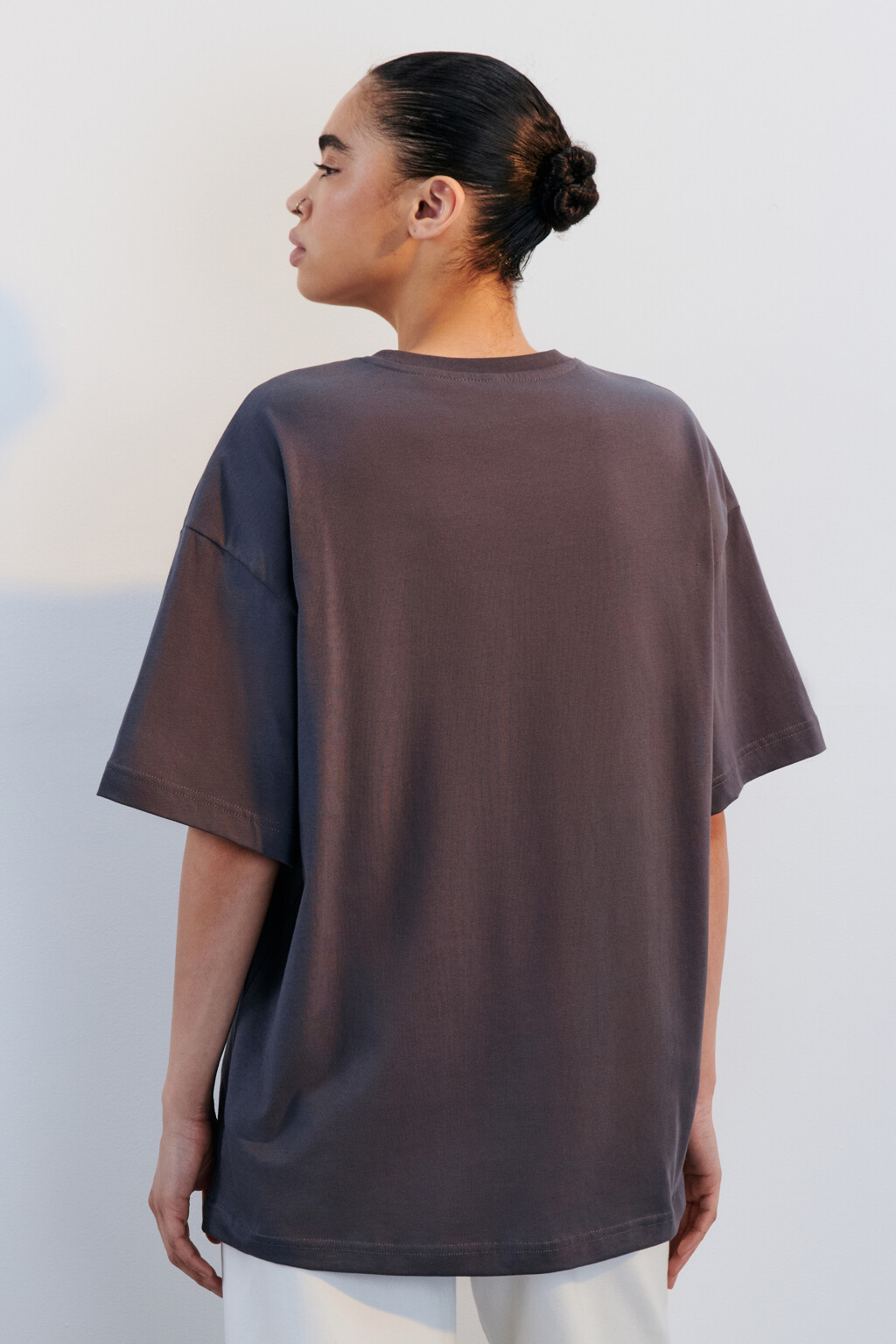 Футболка oversize с принтом - цвет серый - 3