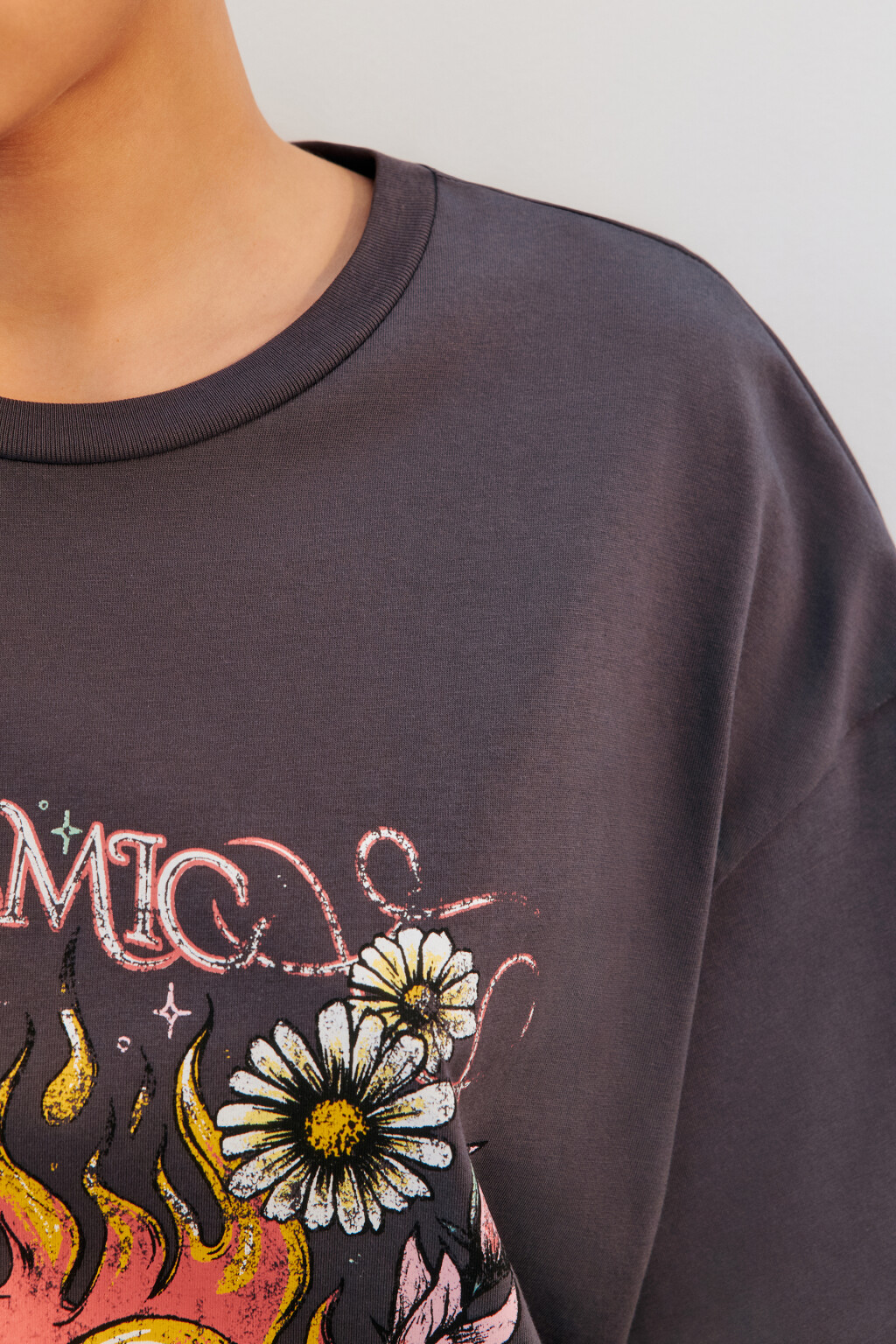 Футболка oversize с принтом - цвет серый - 6