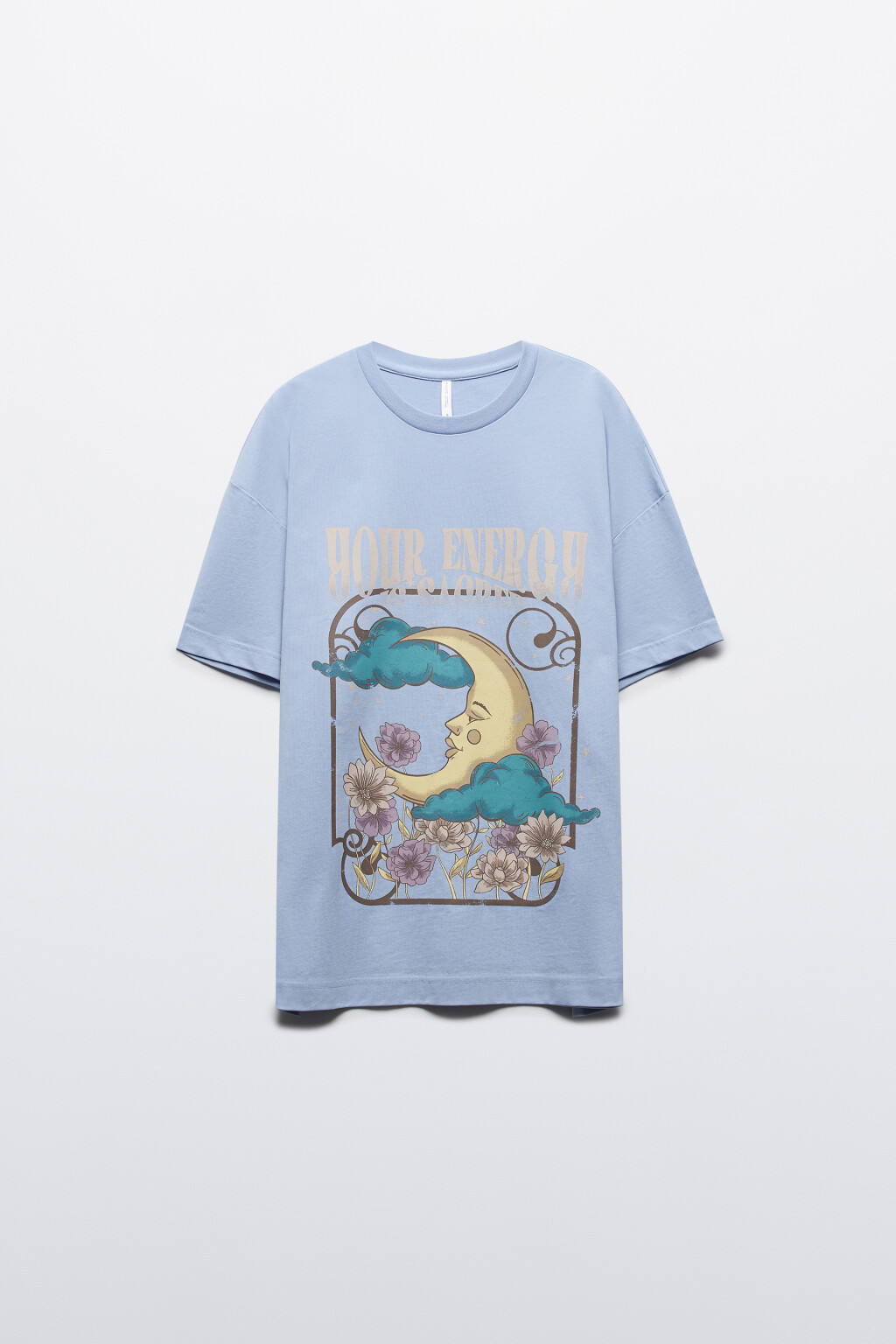 Футболка oversize с принтом - цвет голубой - 7