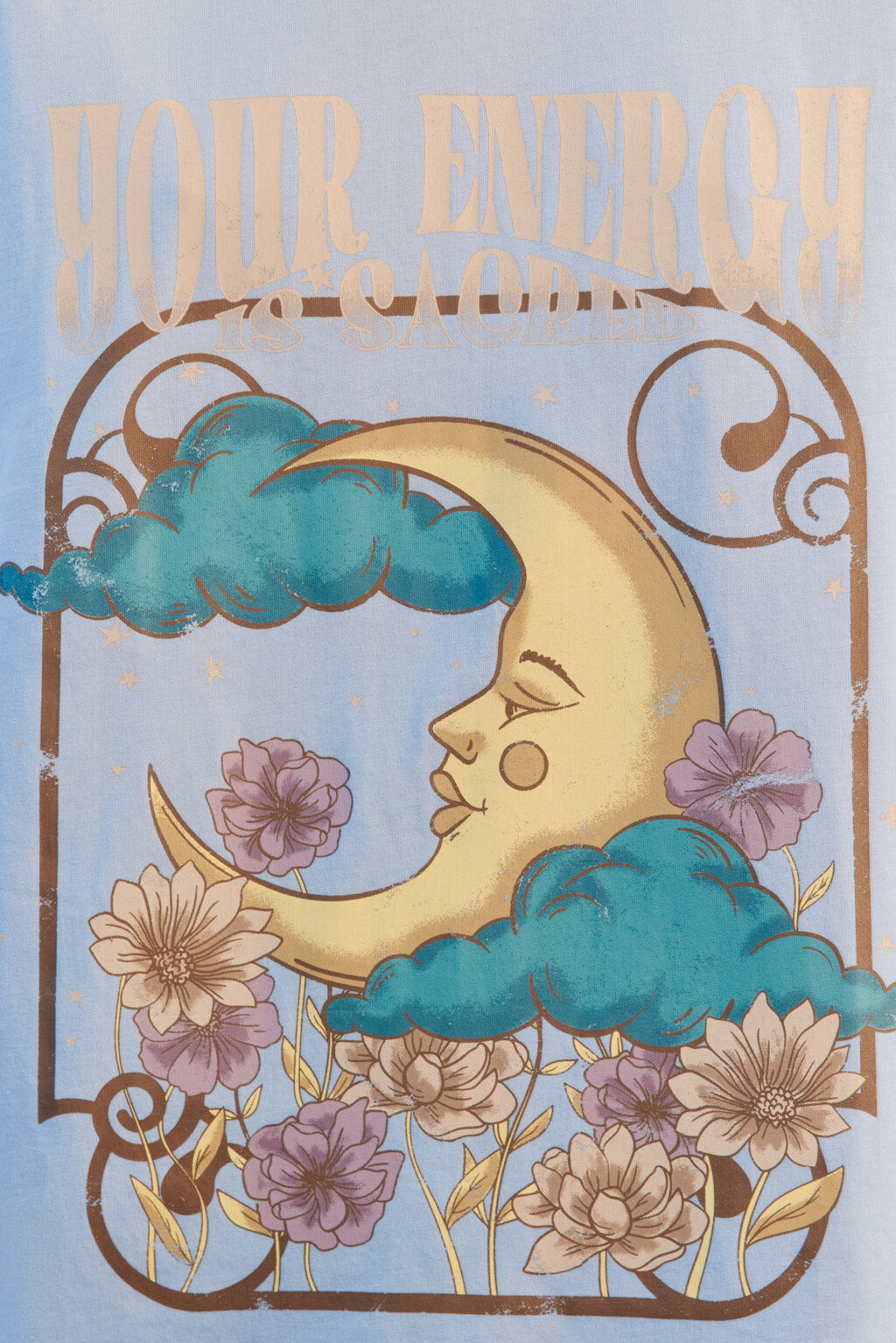 Футболка oversize с принтом - цвет голубой - 5