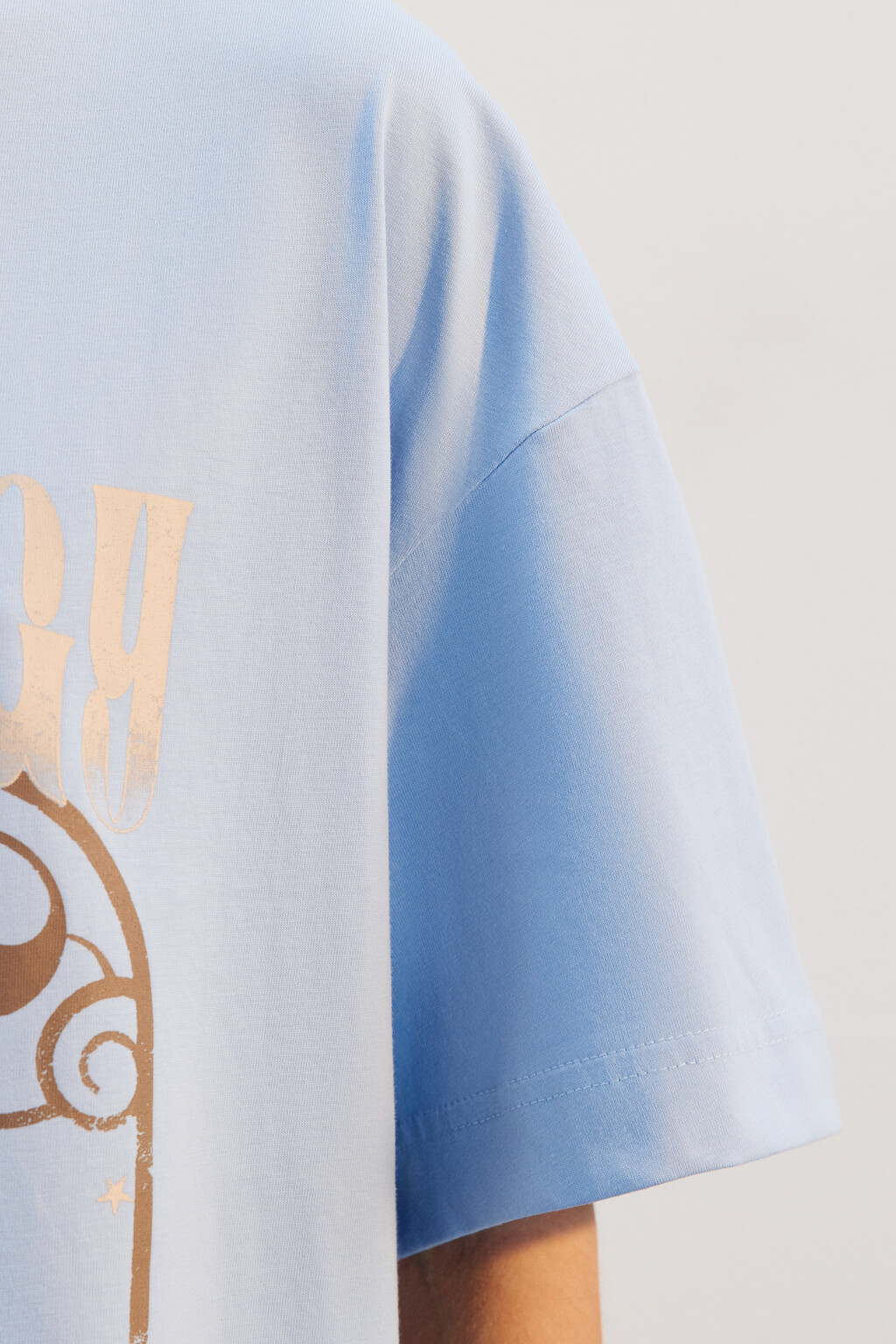 Футболка oversize с принтом - цвет голубой - 6