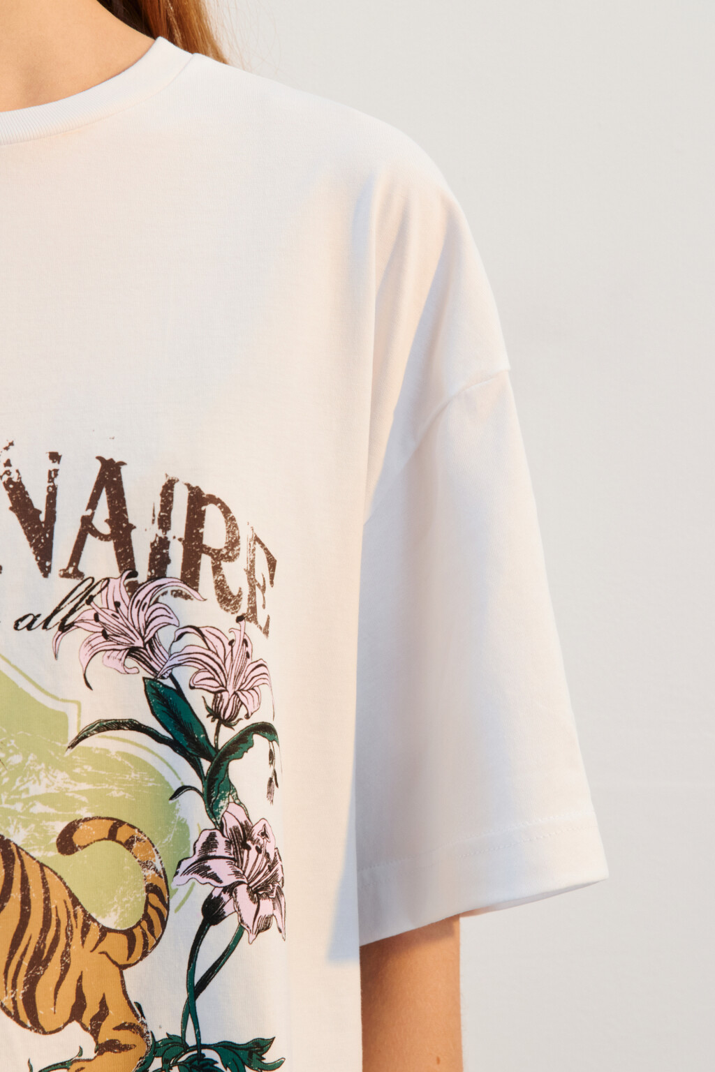 Футболка oversize с принтом - цвет белый - 6