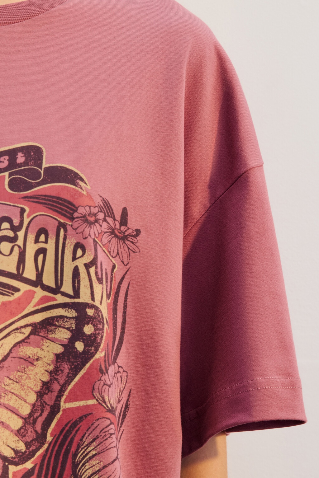 Футболка oversize с принтом - цвет розовый - 7