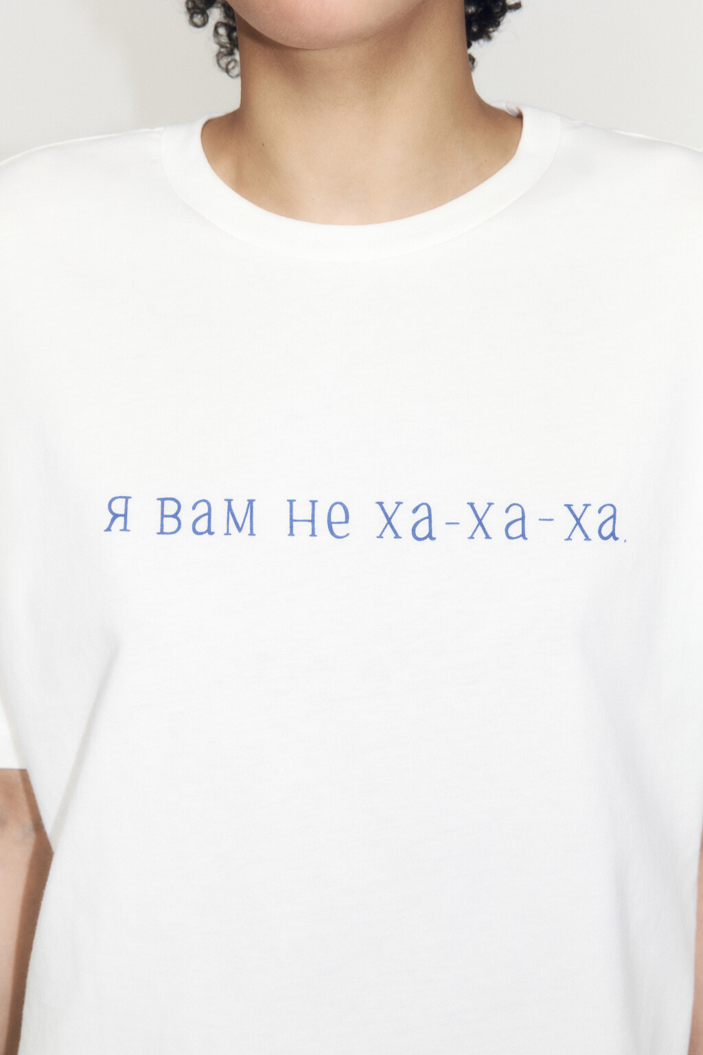 Футболка прямая хлопковая с принтом - цвет синий - 5