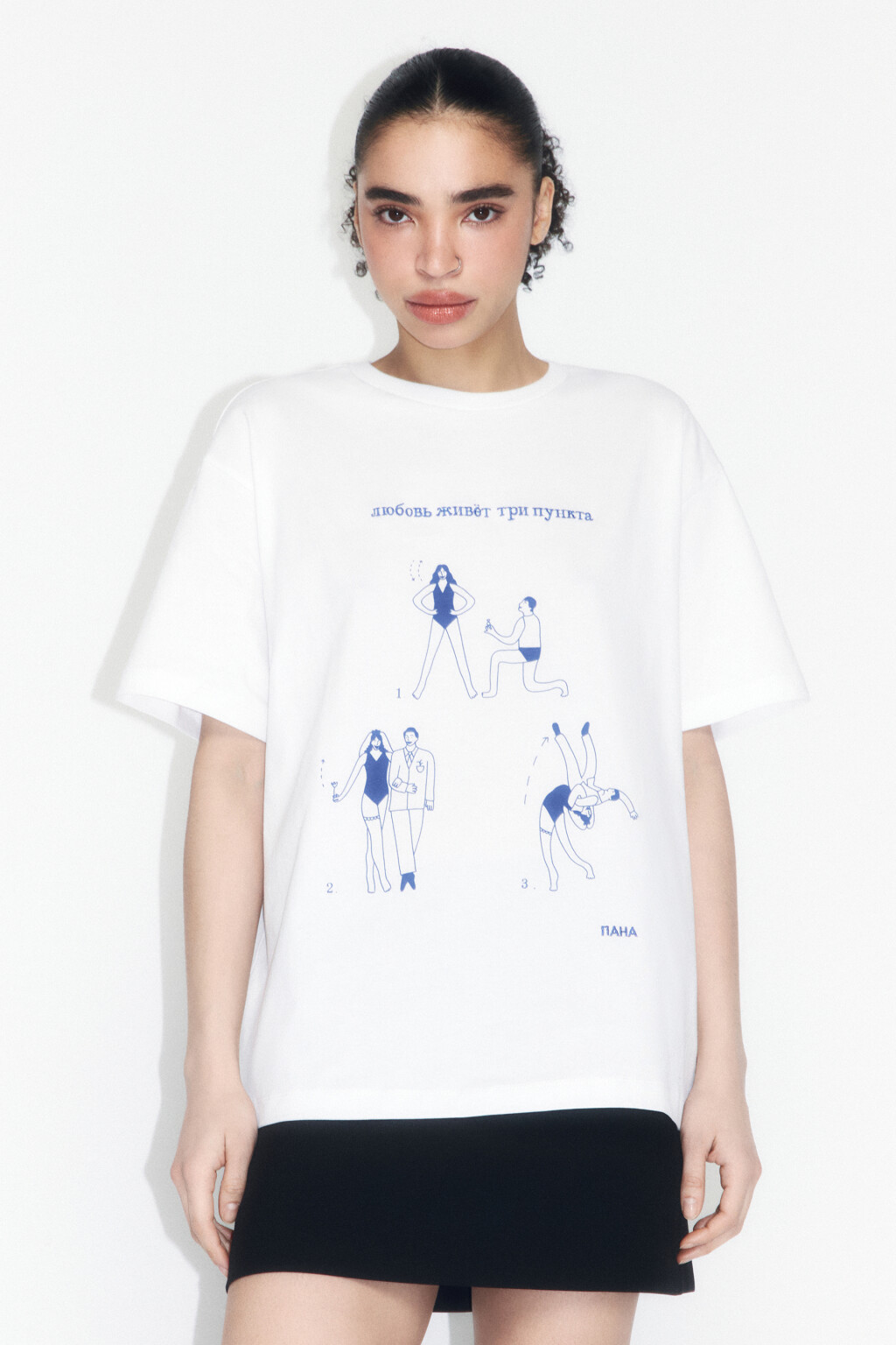 Футболка прямая хлопковая с принтом - цвет белый - 2