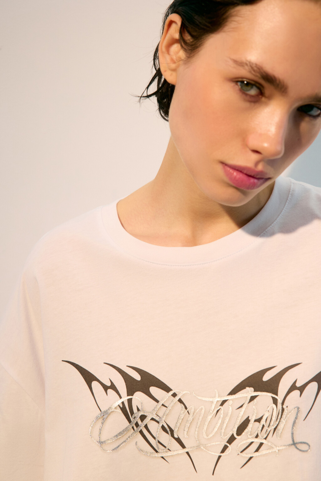 Футболка oversize с принтом - цвет белый - 6