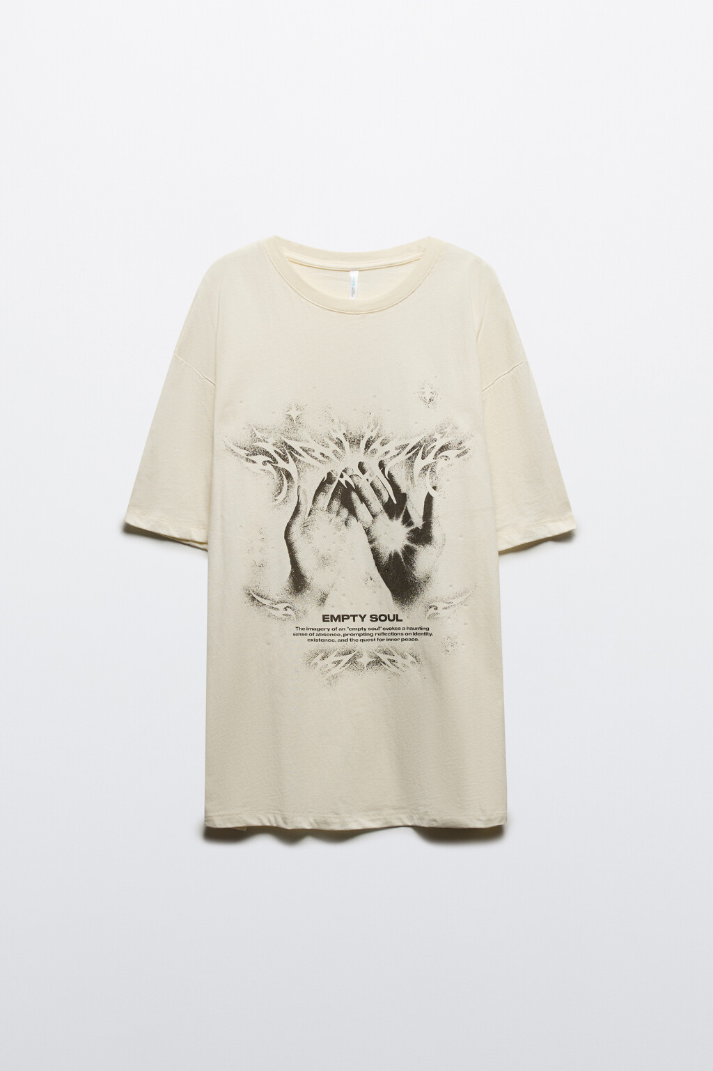 Футболка oversize с принтом - цвет бежевый - 7