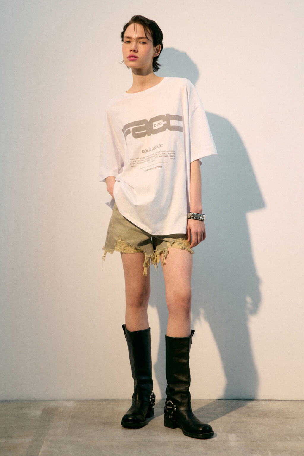 Футболка oversize с принтом - цвет белый - 4