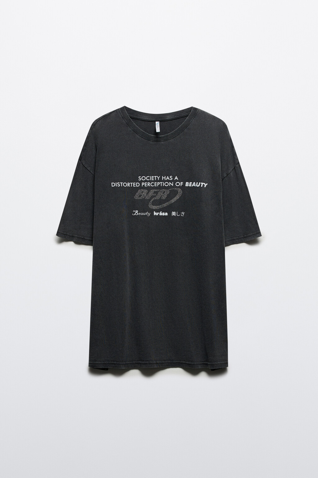 Футболка oversize с принтом-надписью - цвет серый - 7