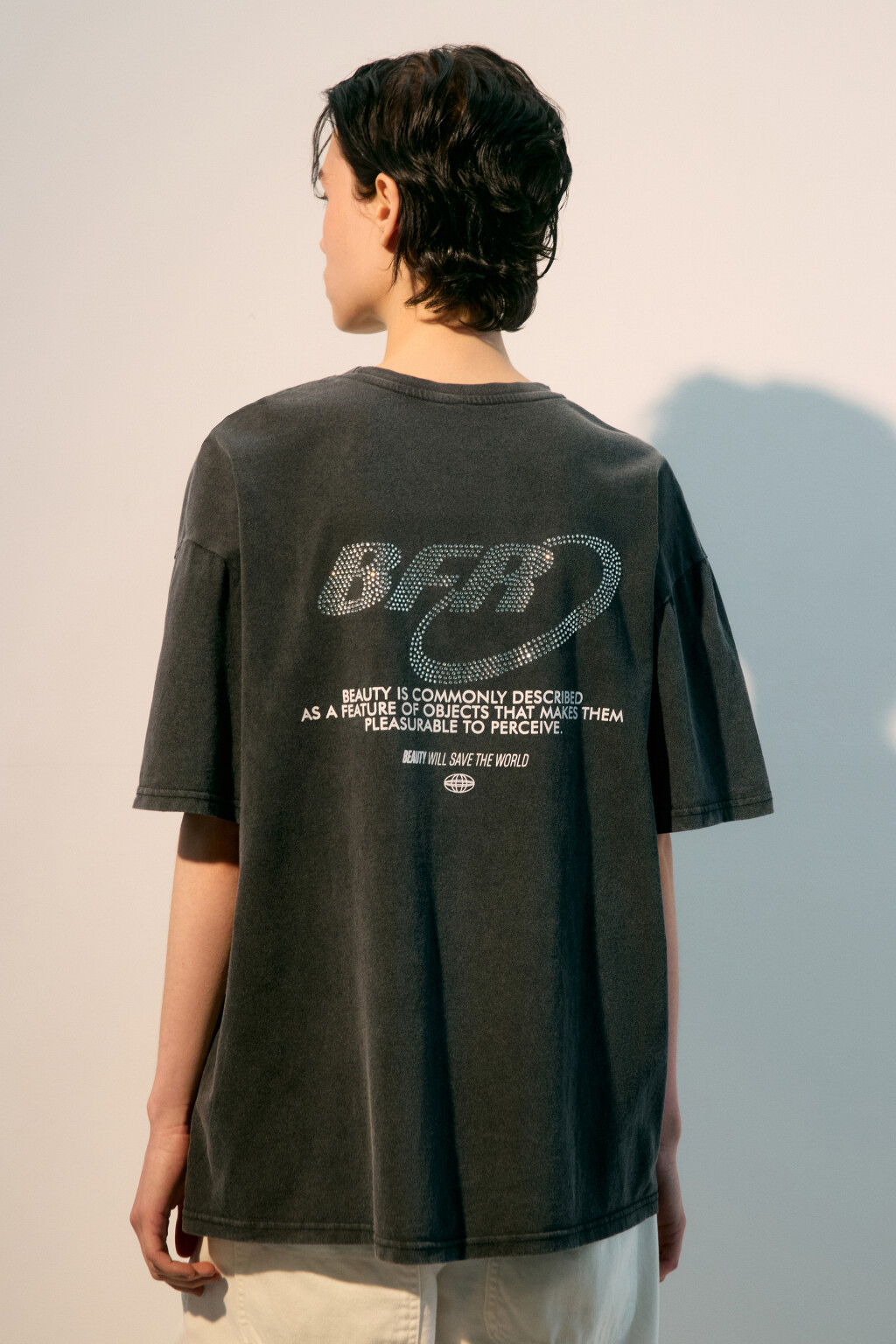 Футболка oversize с принтом-надписью - цвет серый - 3