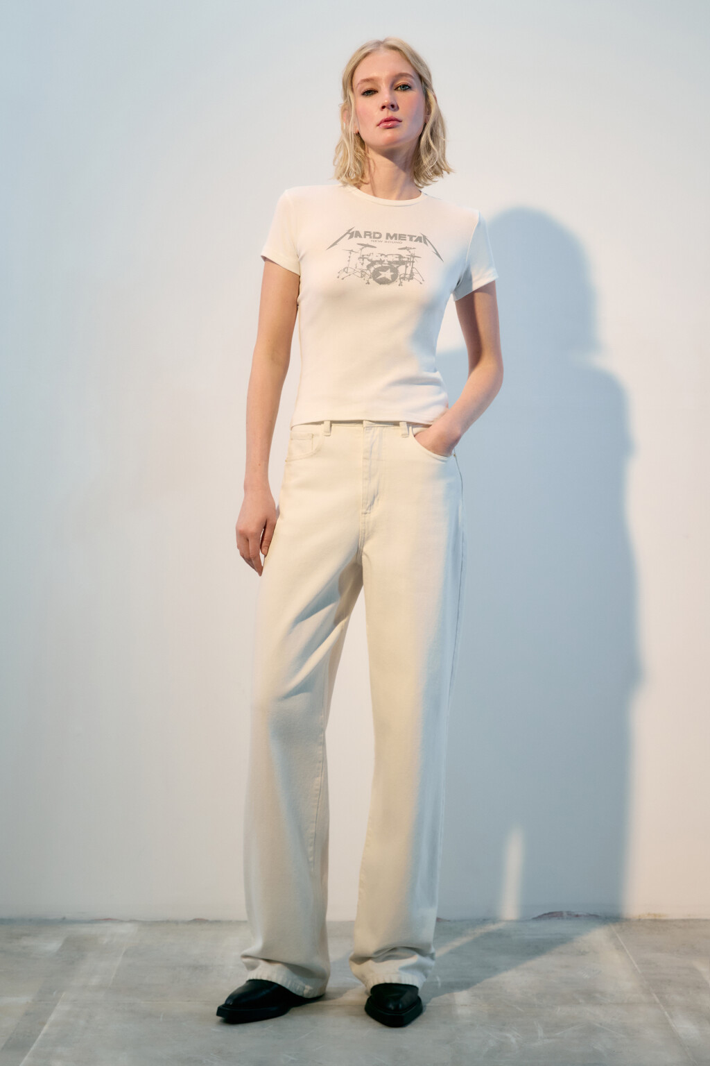 Футболка облегающая с принтом - цвет белый - 5