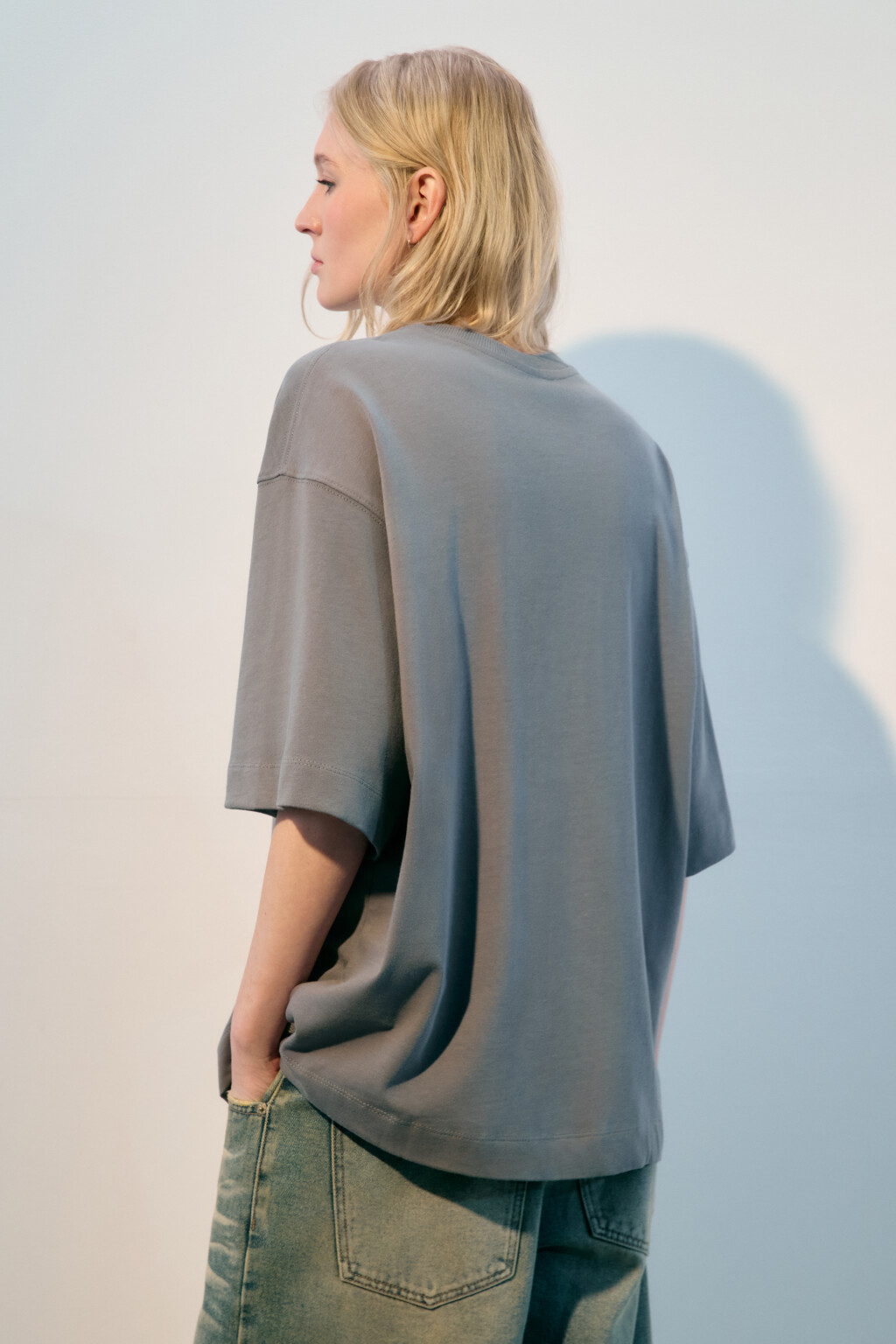 Футболка oversize из плотного хлопка - цвет серый - 3