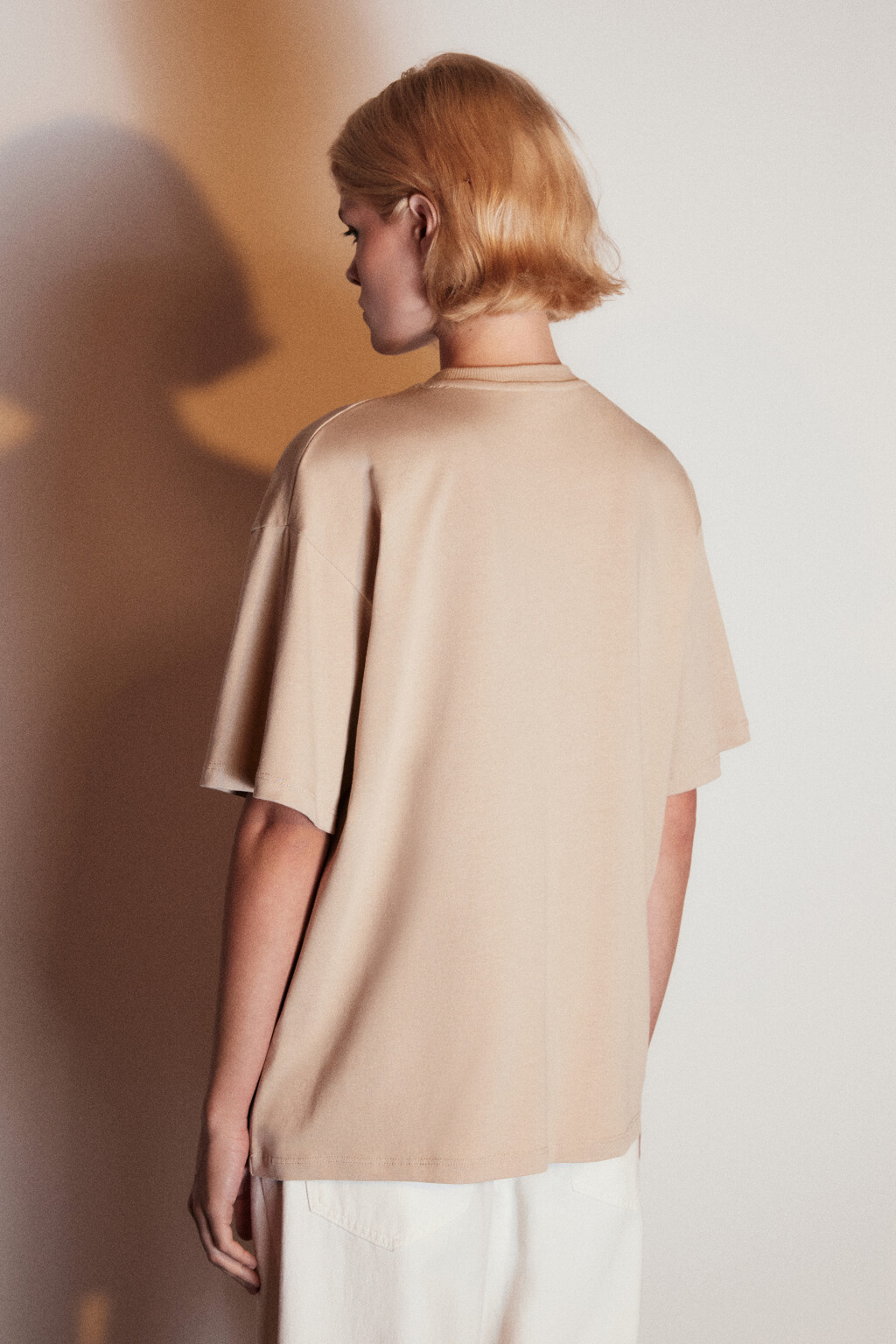 Футболка из плотного хлопкового трикотажа - цвет бежевый - 3