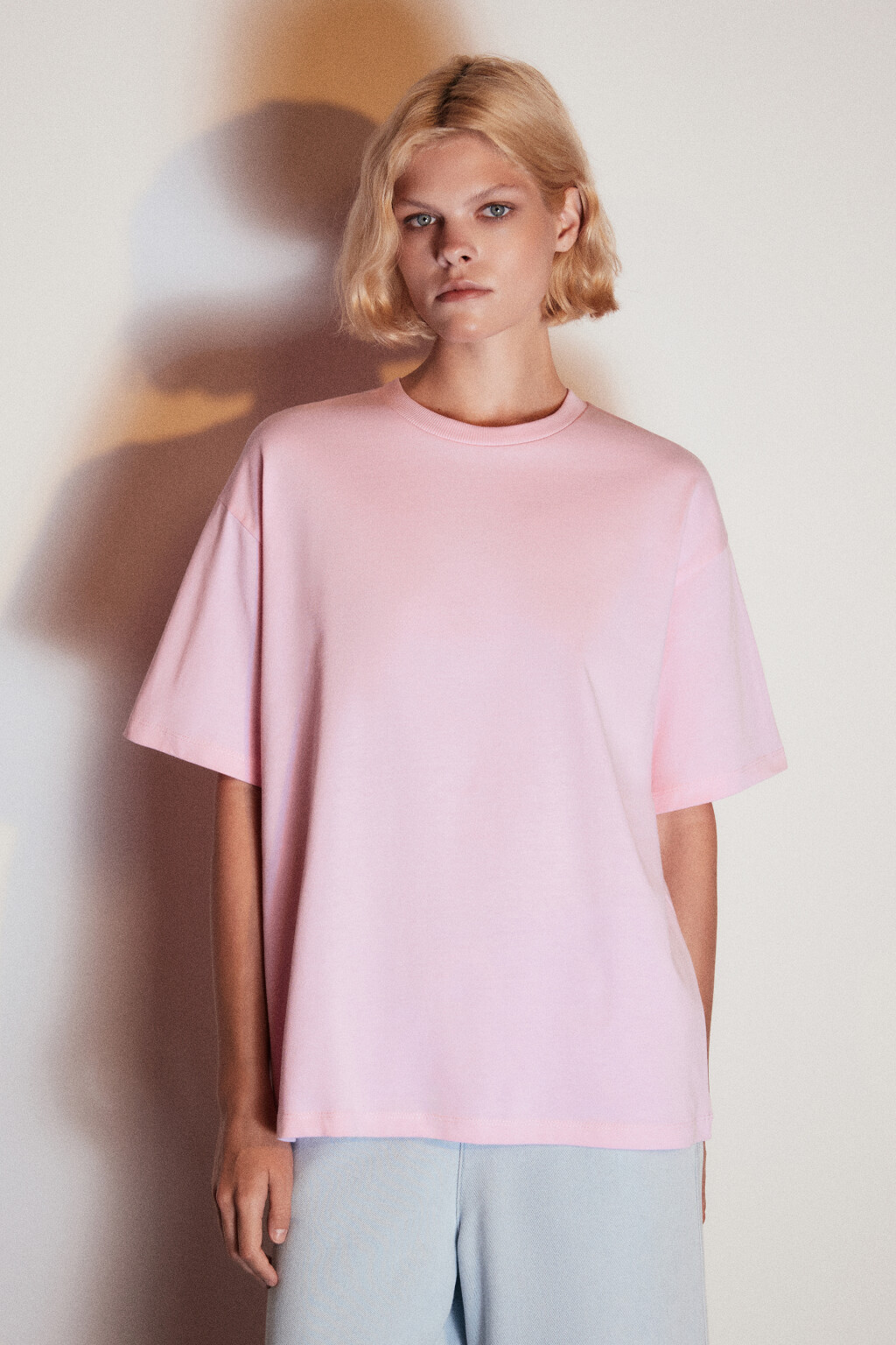 Футболка из плотного хлопкового трикотажа - цвет розовый - 3