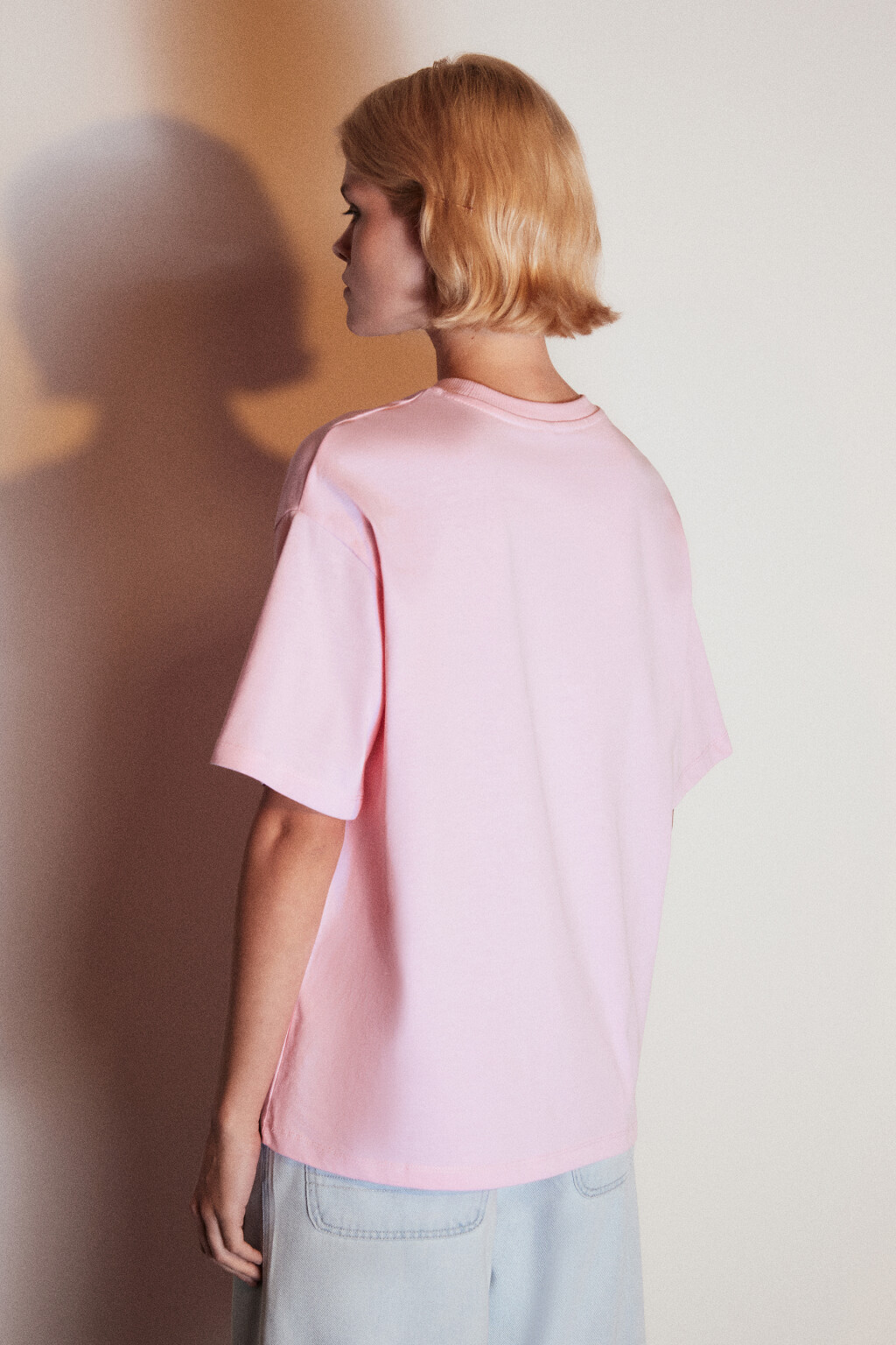Футболка из плотного хлопкового трикотажа - цвет розовый - 4