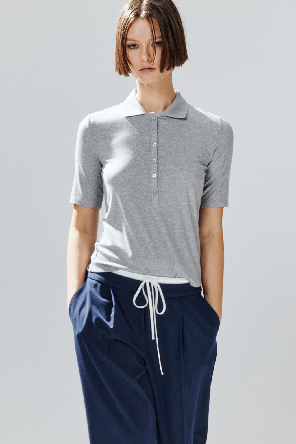 Футболка-поло вискозная - цвет серый - 1