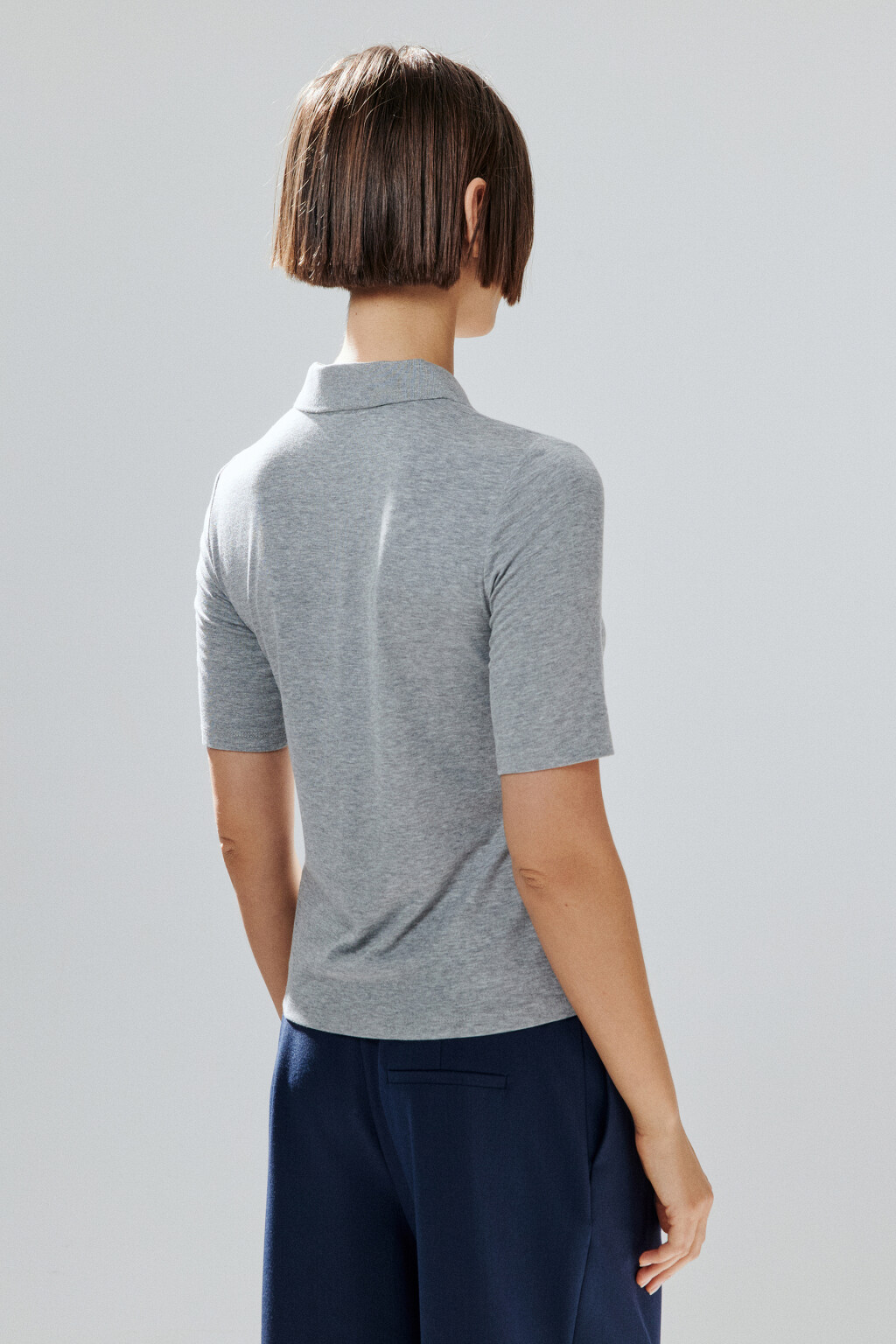 Футболка-поло вискозная - цвет серый - 3