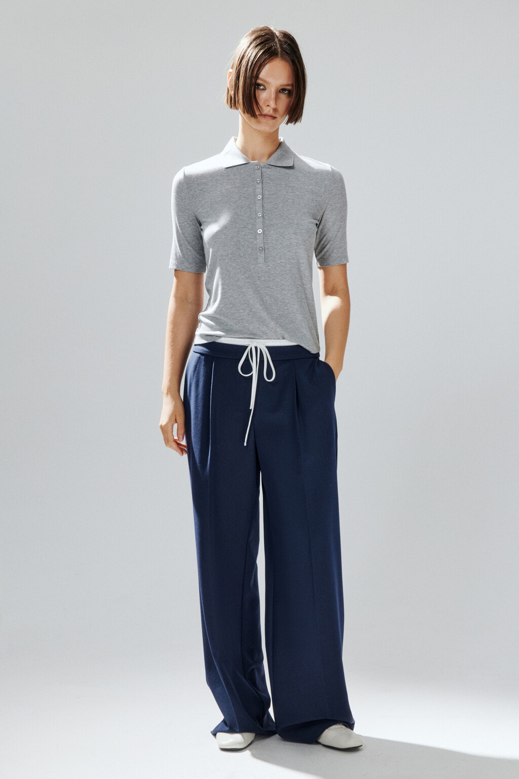 Футболка-поло вискозная - цвет серый - 4