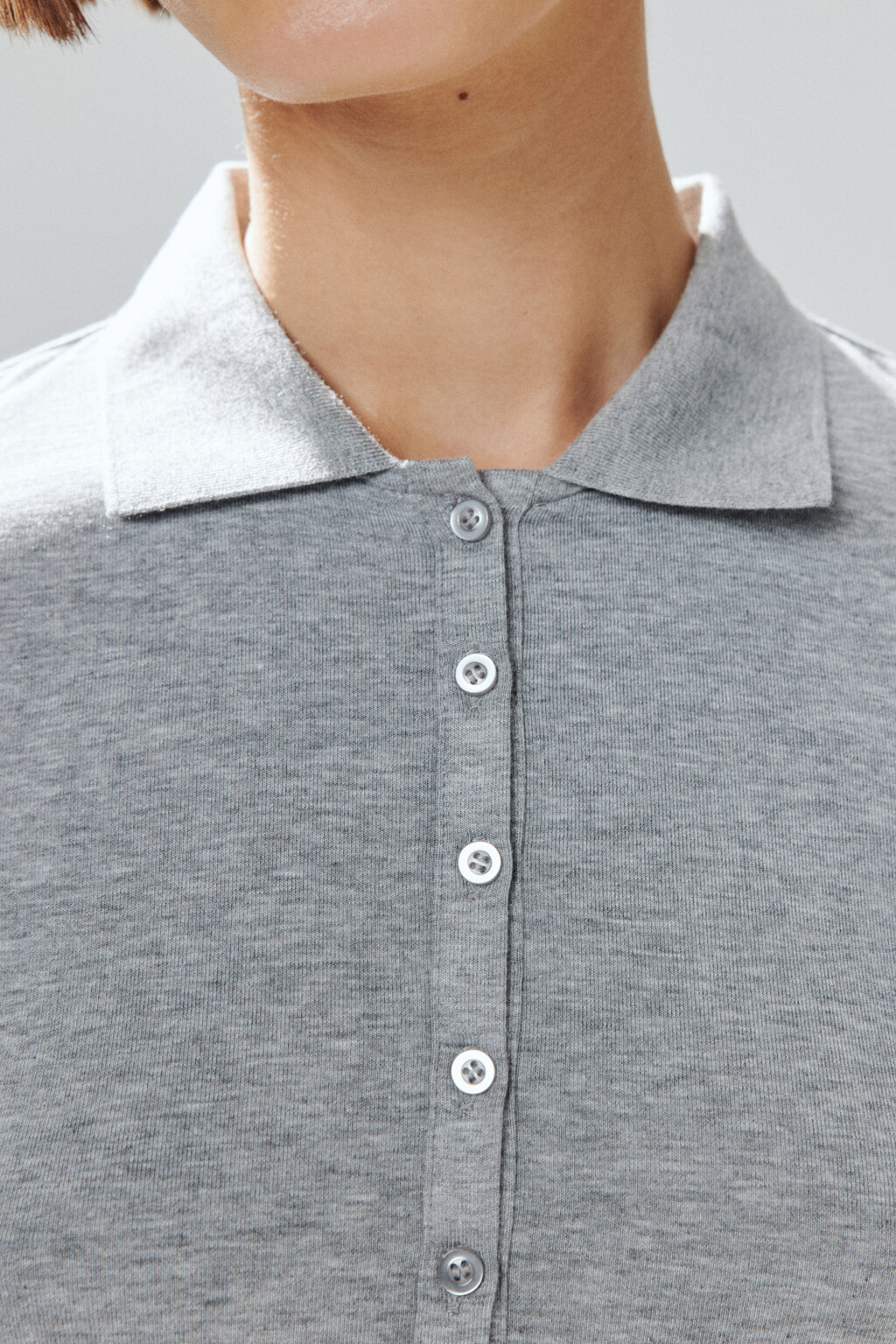 Футболка-поло вискозная - цвет серый - 5