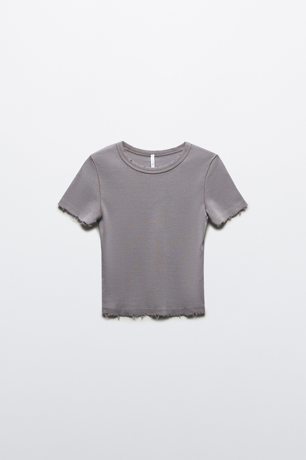 Футболка-топ в рубчик с вареным эффектом - цвет серый - 7