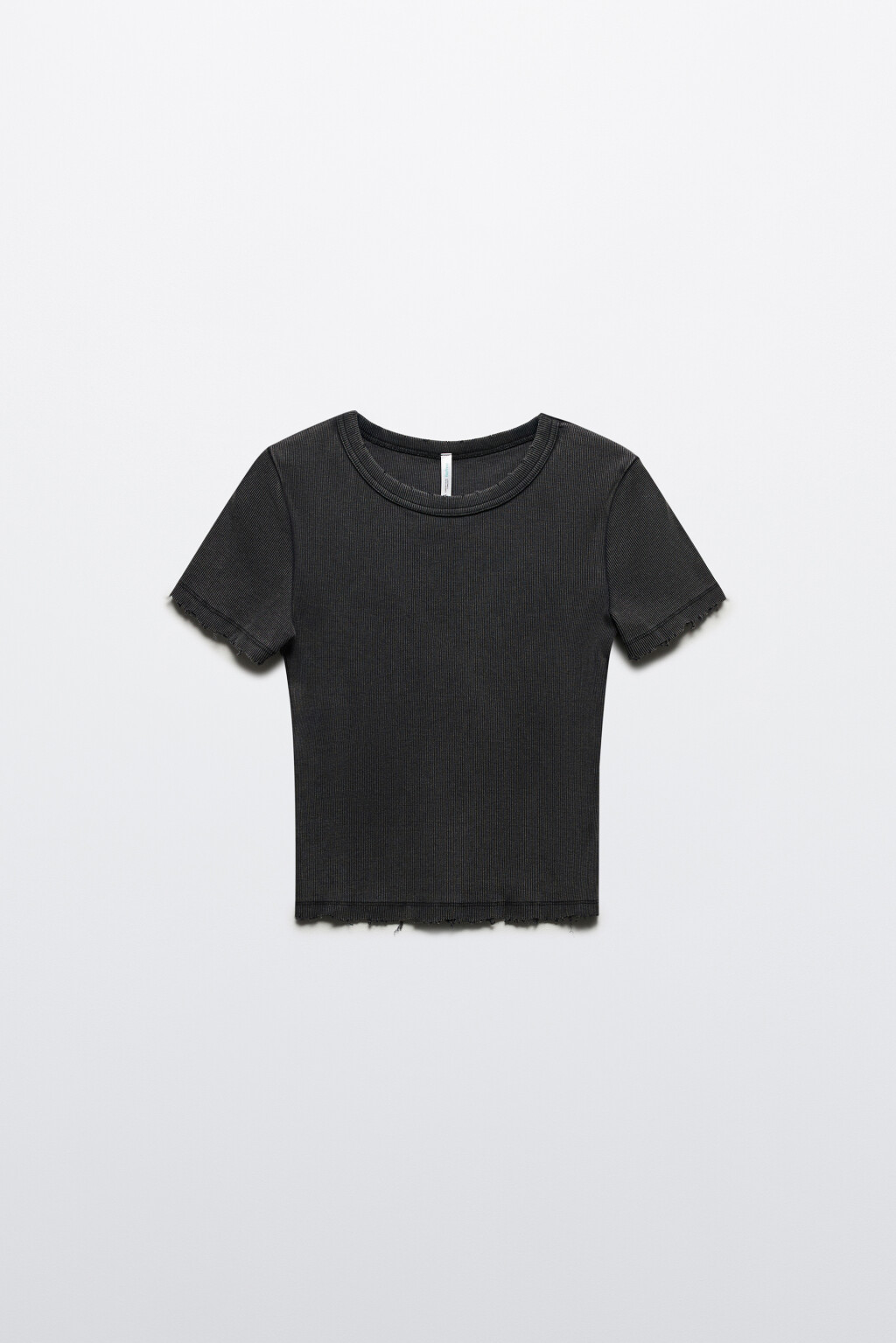 Футболка-топ в рубчик с вареным эффектом - цвет серый - 7