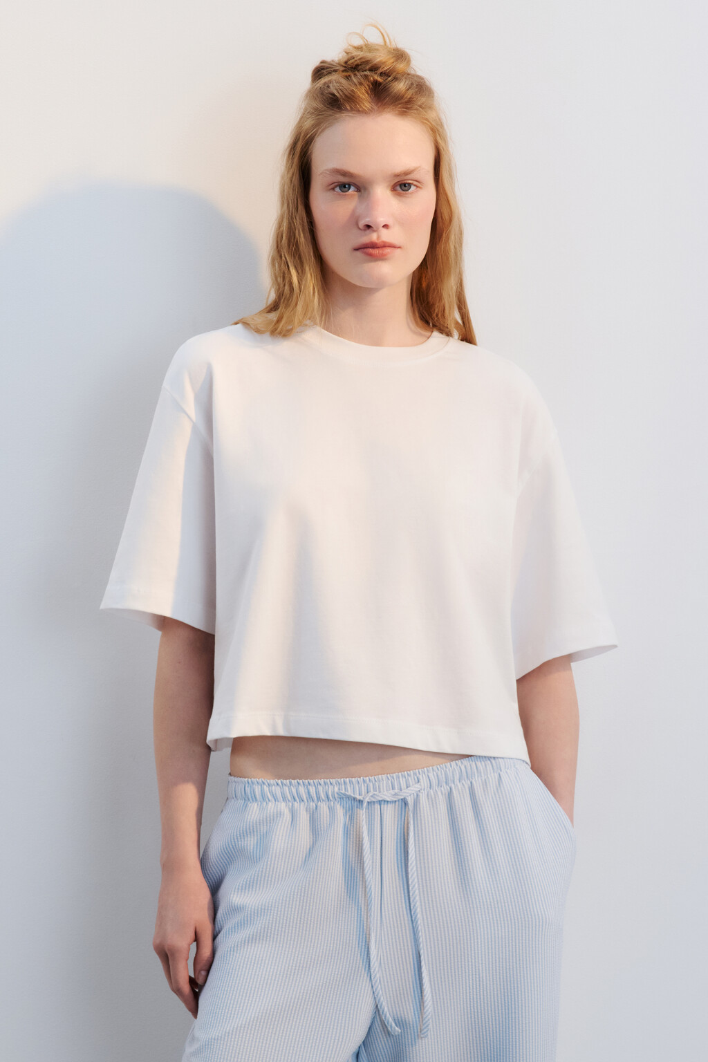 Футболка-топ свободная хлопковая - цвет белый - 2