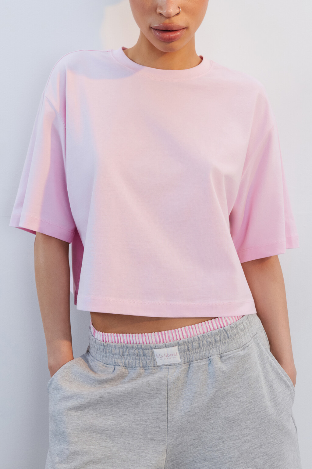 Футболка-топ свободная хлопковая - цвет розовый - 1