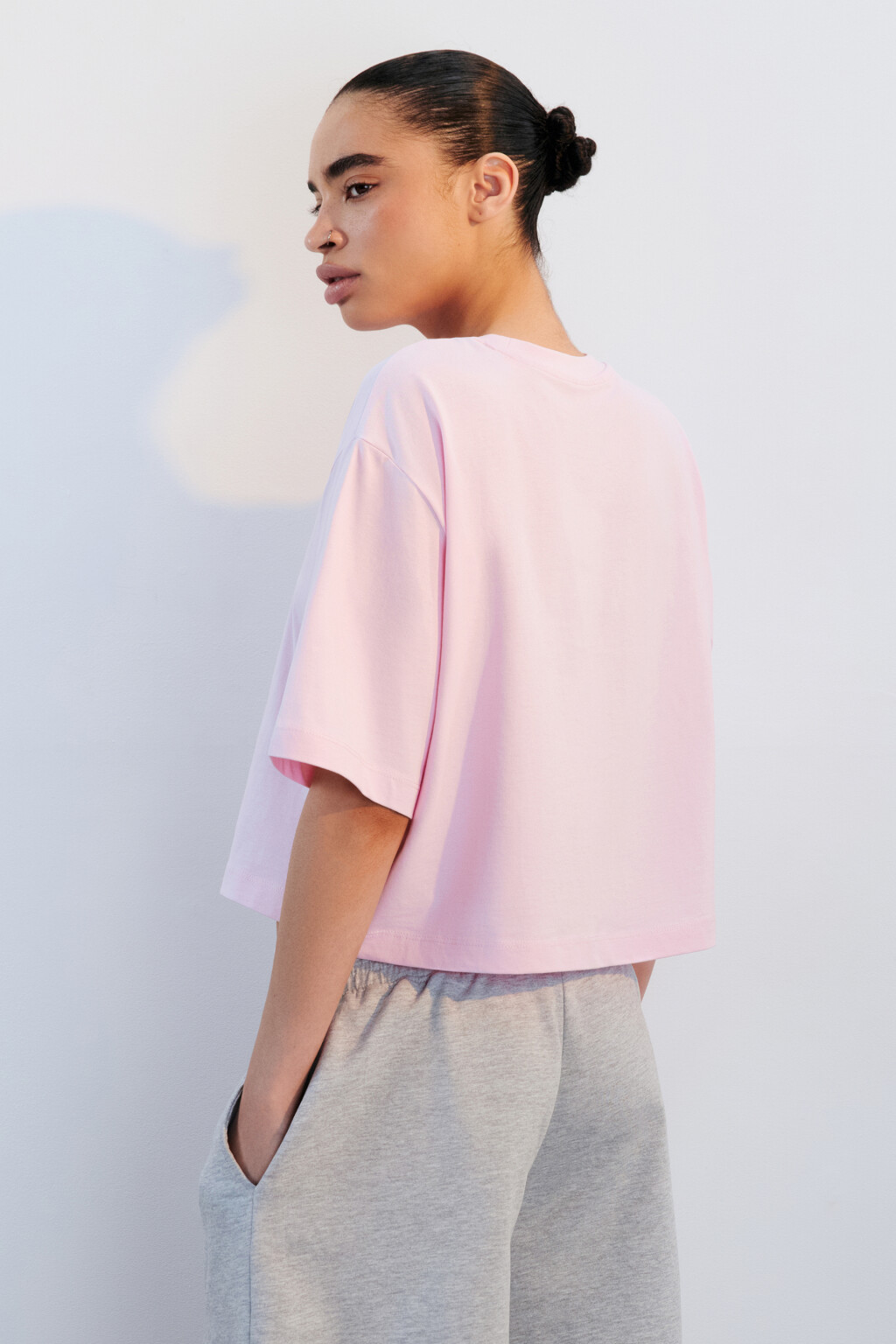 Футболка-топ свободная хлопковая - цвет розовый - 3