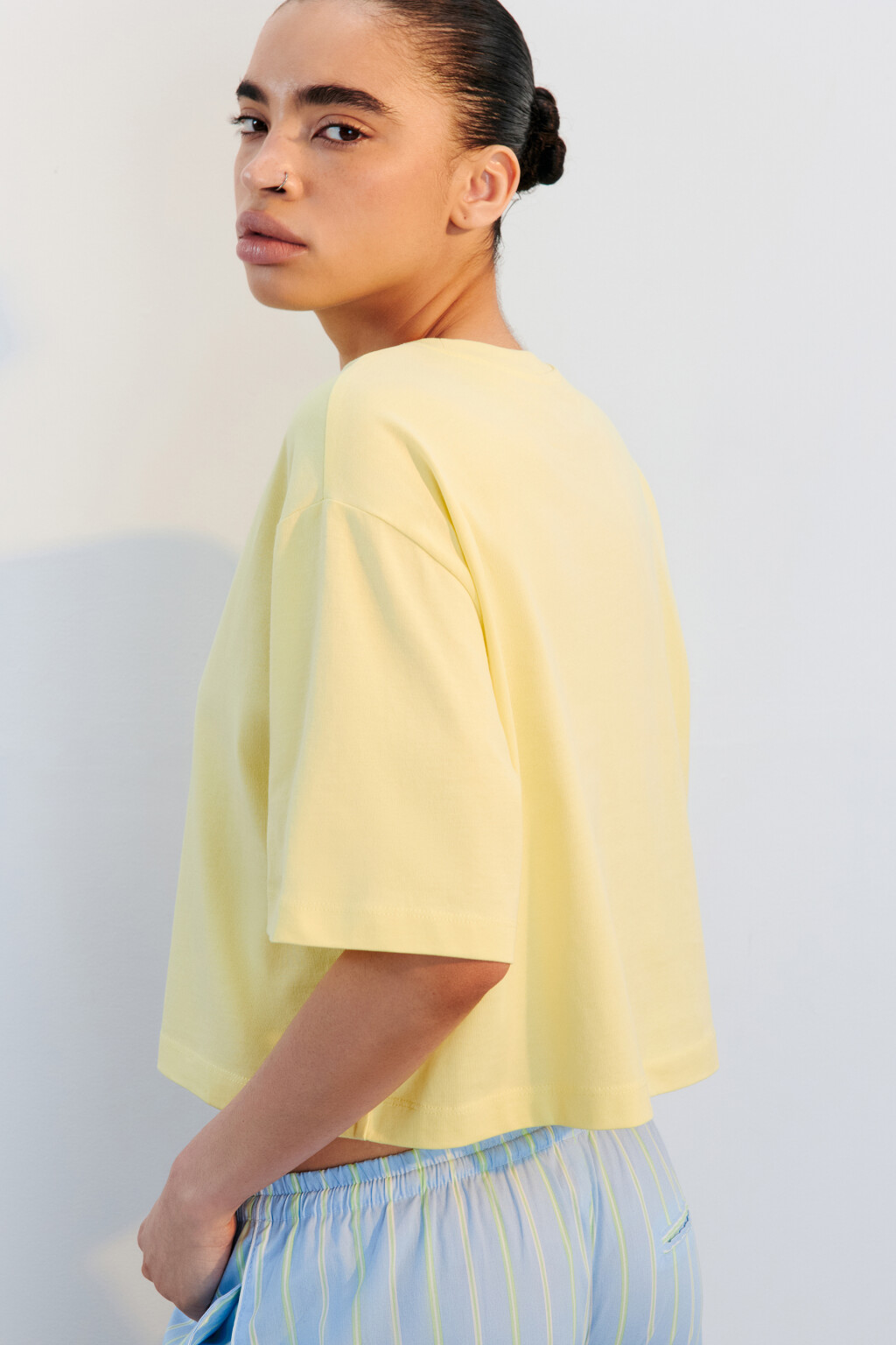 Футболка-топ свободная хлопковая - цвет желтый - 1