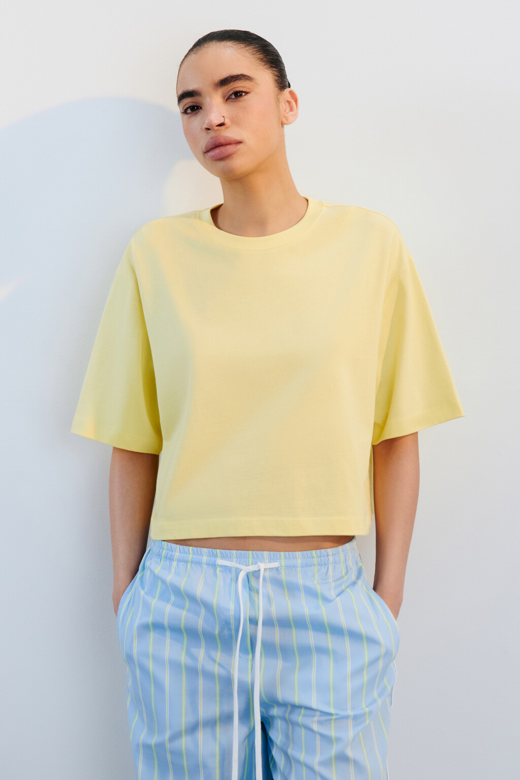 Футболка-топ свободная хлопковая - цвет желтый - 2