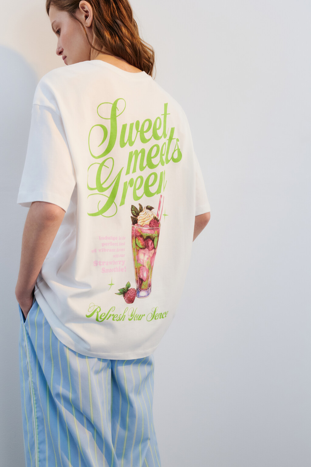 Футболка хлопковая с принтом - цвет белый - 1