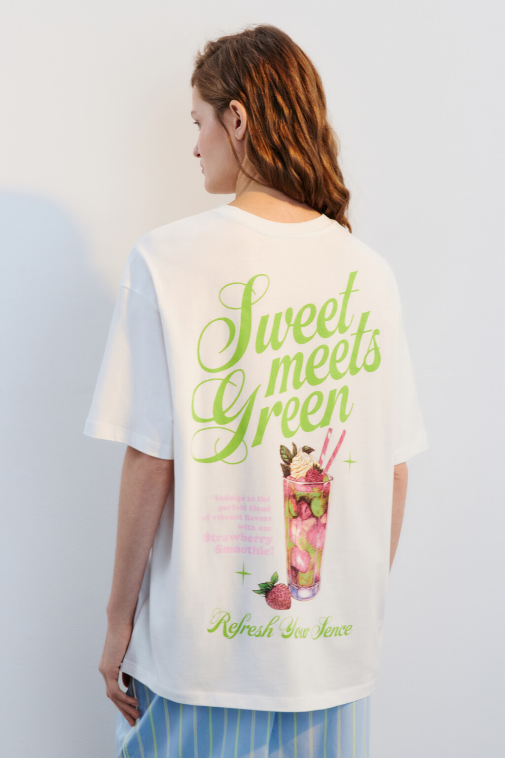 Футболка хлопковая с принтом - цвет белый - 3