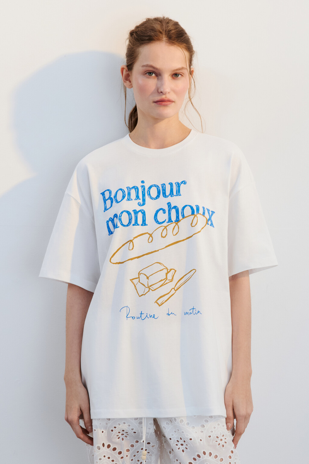 Футболка хлопковая с принтом - цвет белый - 2