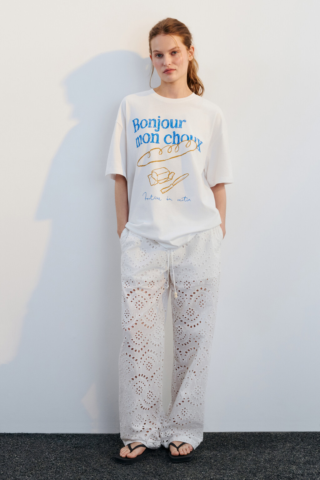 Футболка хлопковая с принтом - цвет белый - 4