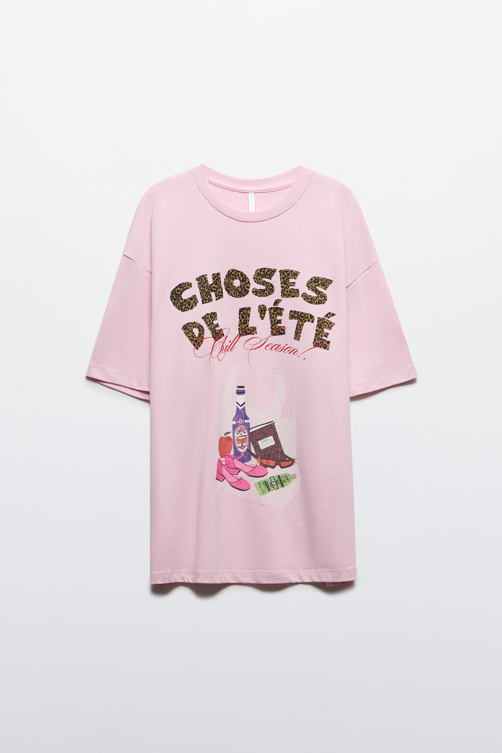 Футболка хлопковая с принтом - цвет розовый - 7