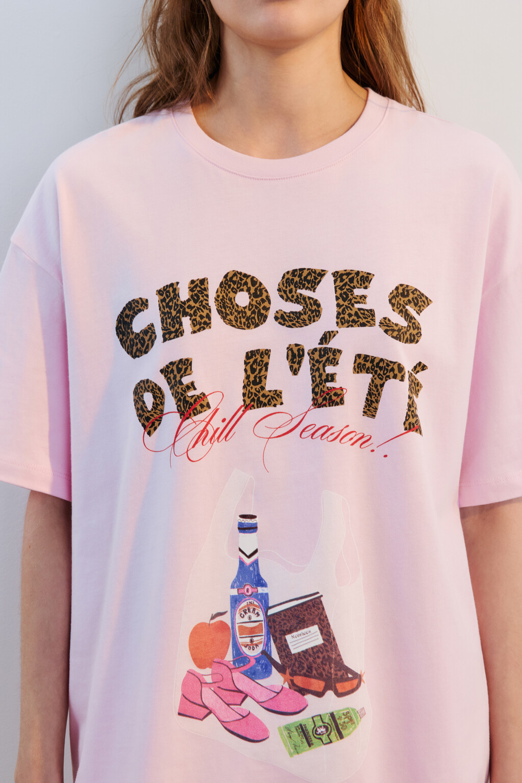 Футболка хлопковая с принтом - цвет розовый - 5