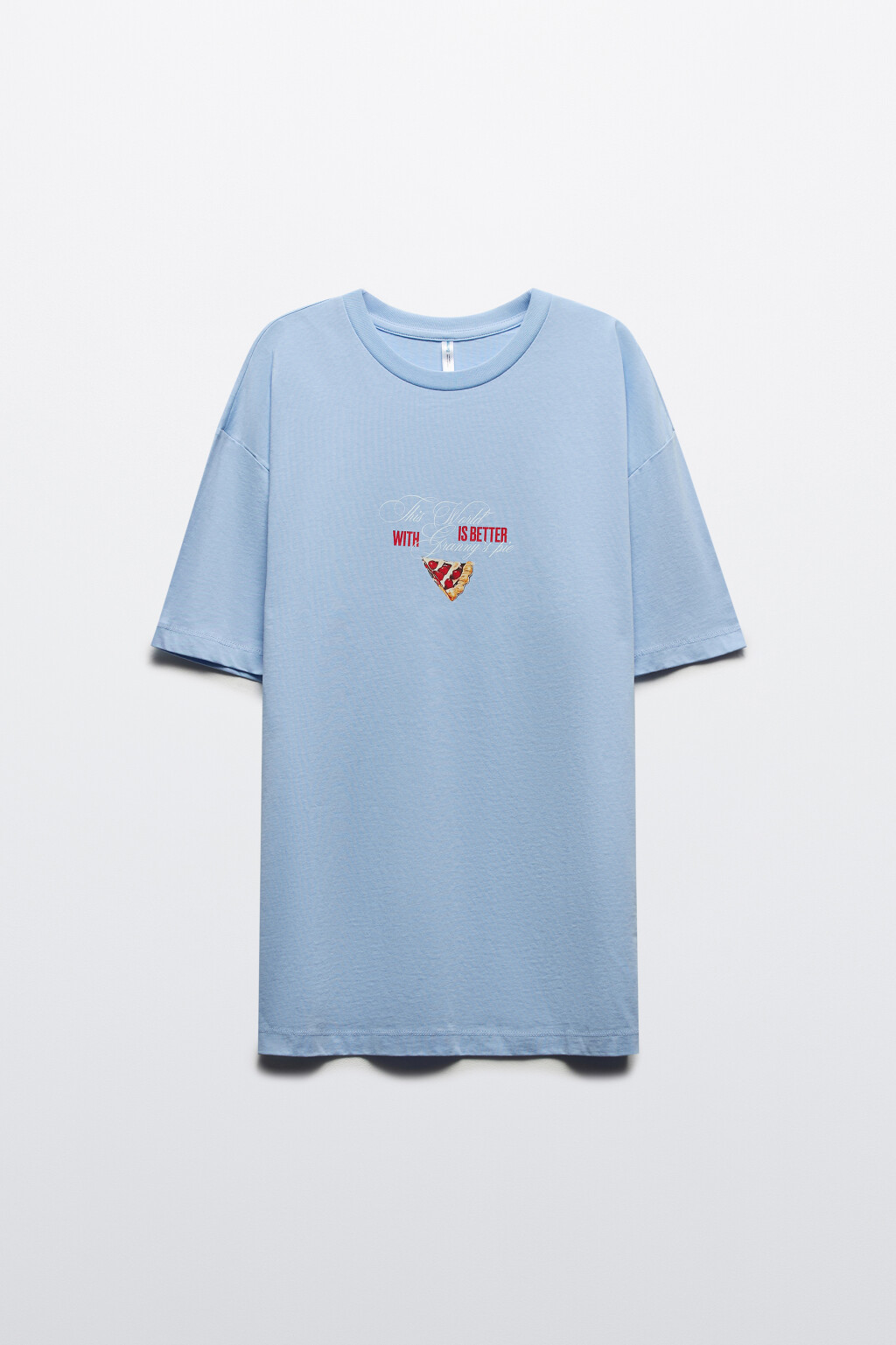 Футболка хлопковая с принтом - цвет голубой - 6