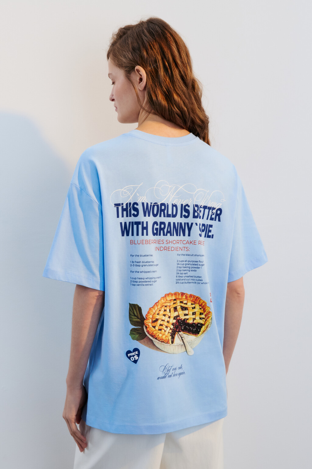 Футболка хлопковая с принтом - цвет голубой - 2