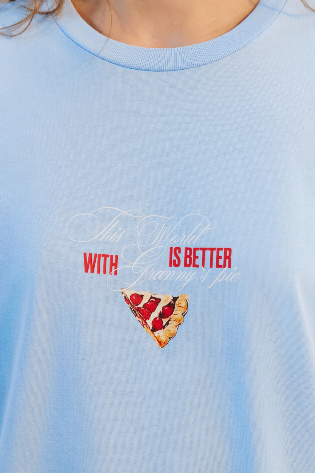 Футболка хлопковая с принтом - цвет голубой - 4