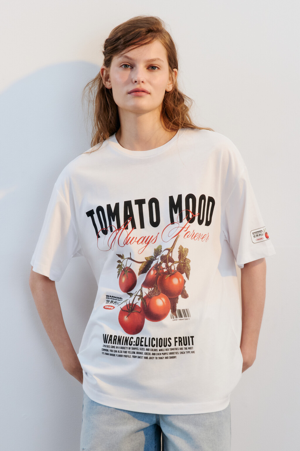 Футболка хлопковая с принтом - цвет белый - 2