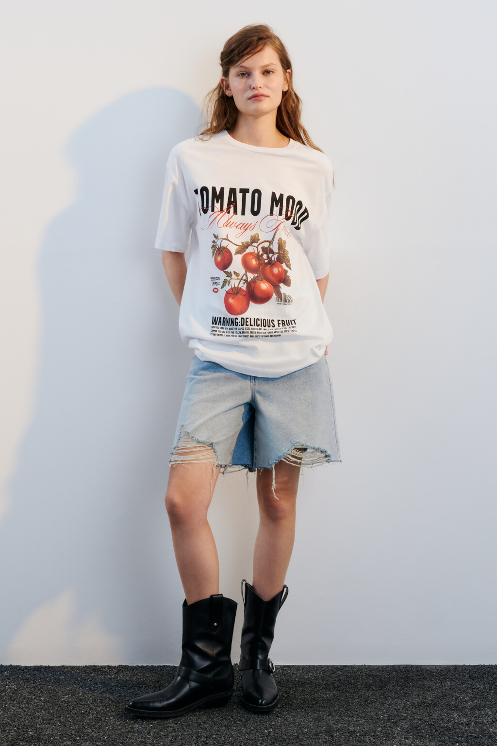 Футболка хлопковая с принтом - цвет белый - 4